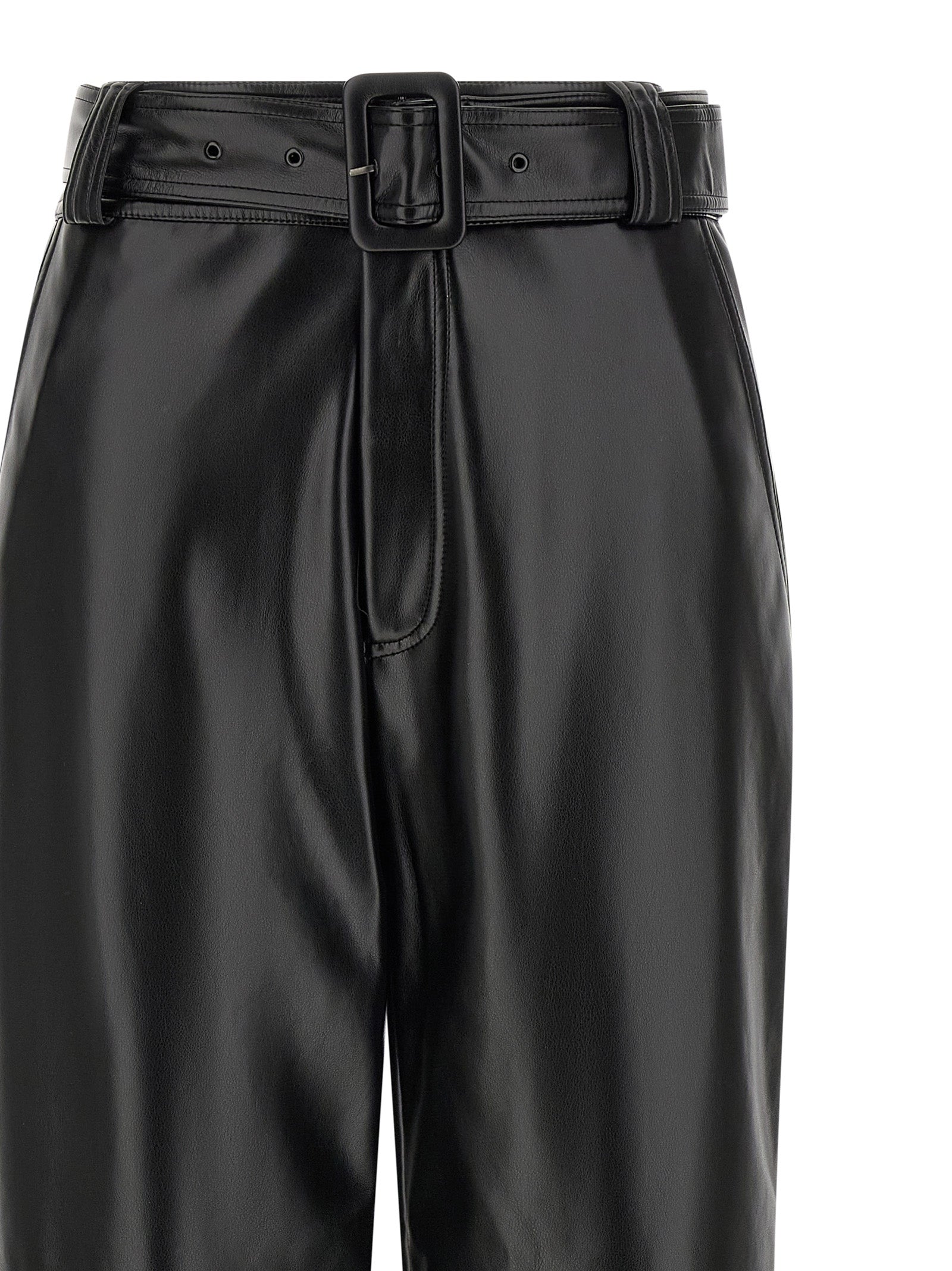 Black Polyester Cropped Pants
