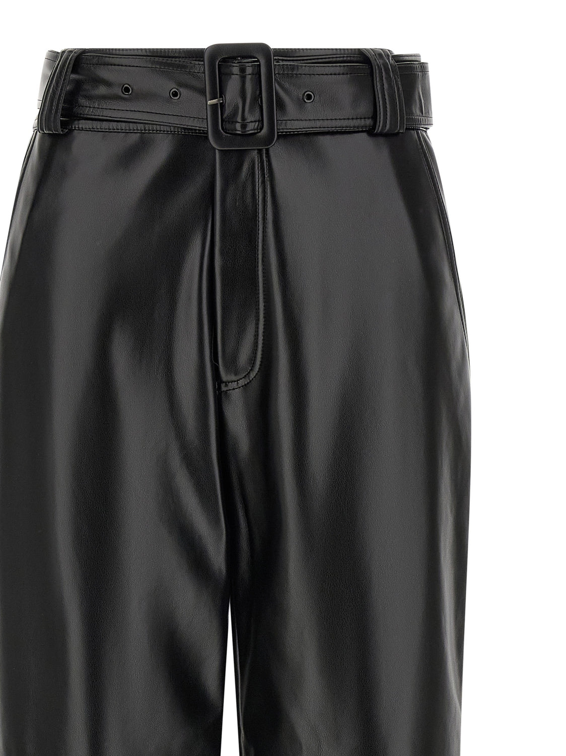 Black Polyester Cropped Pants