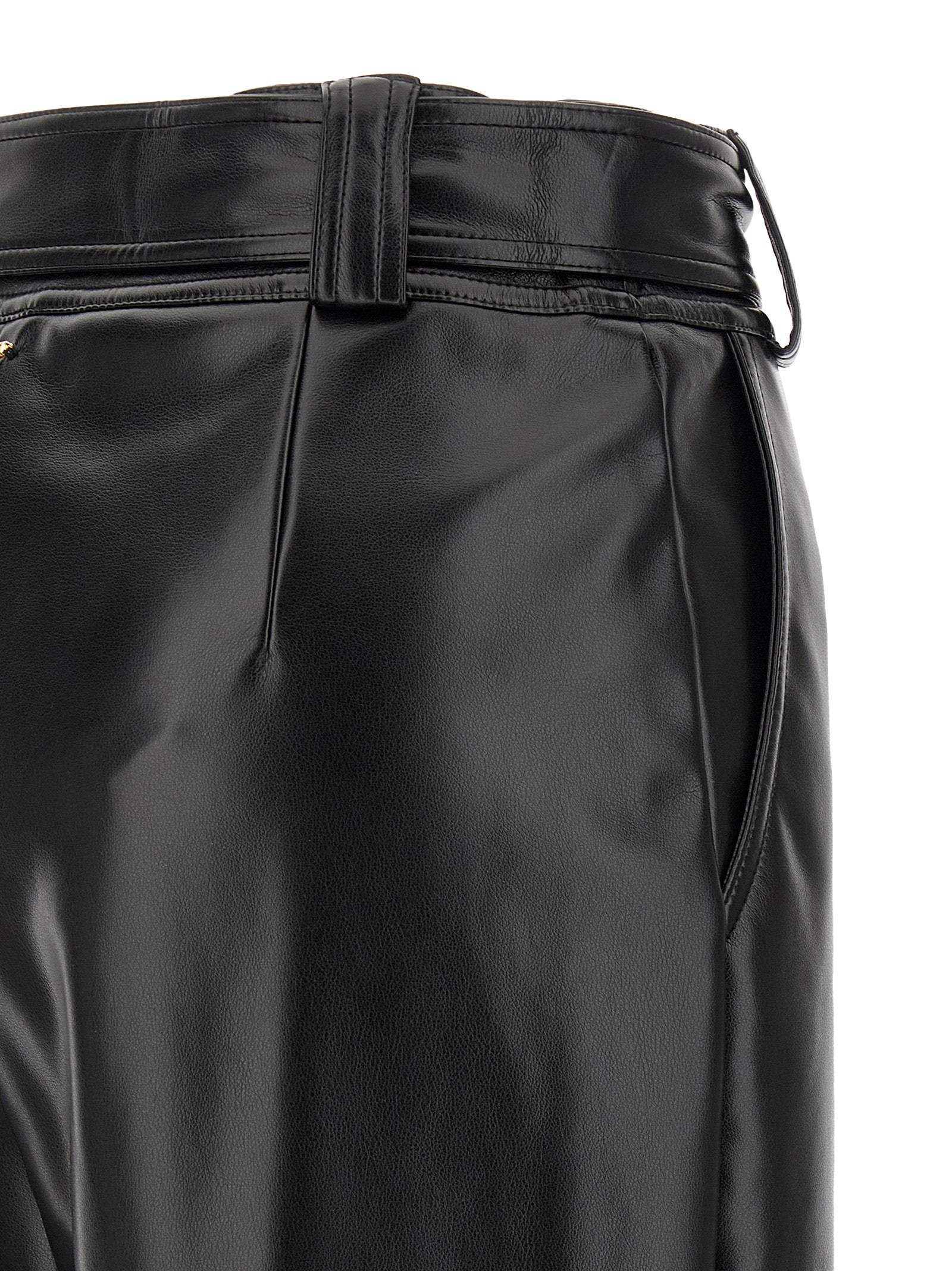 Black Polyester Cropped Pants