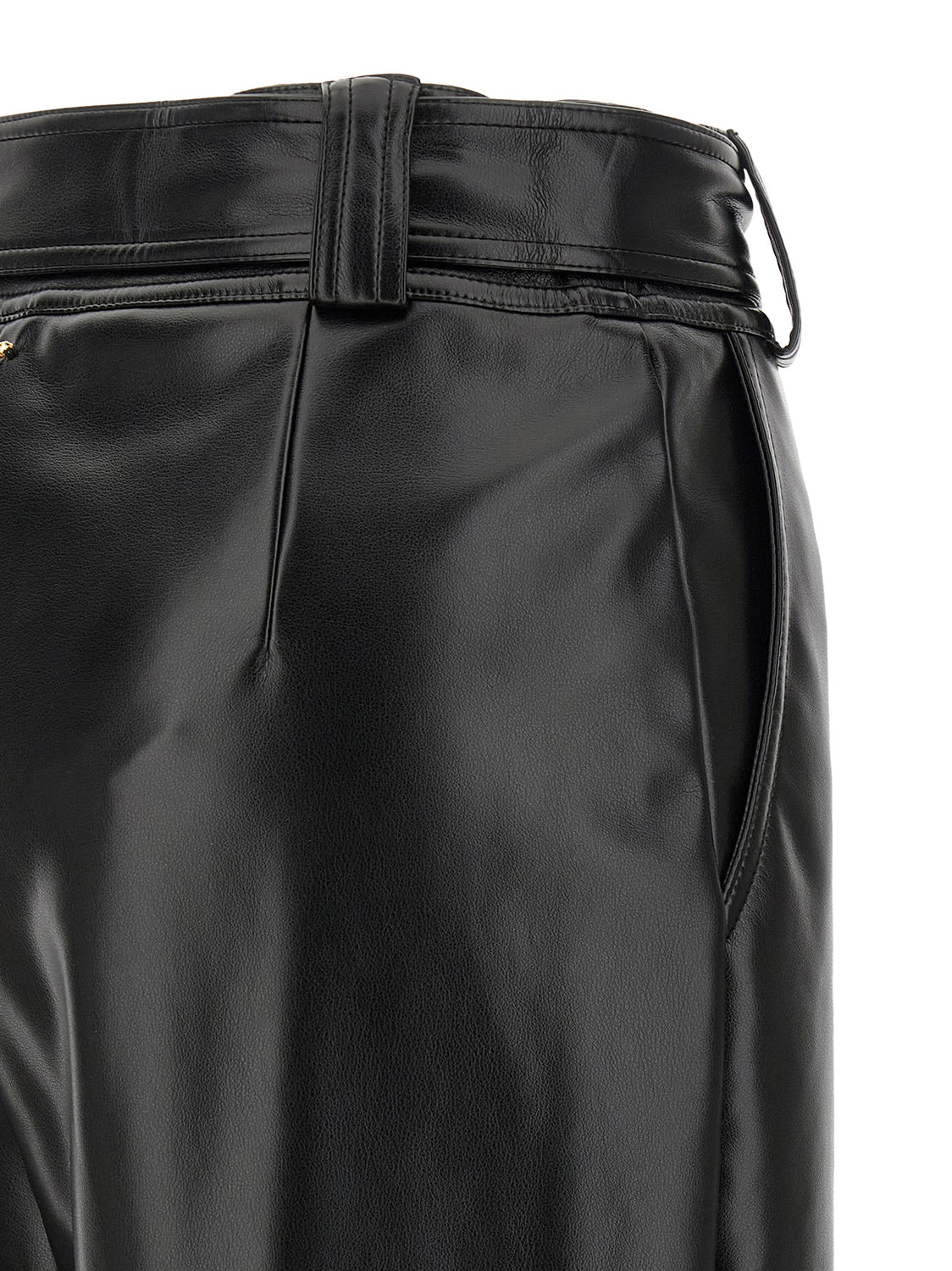 Black Polyester Cropped Pants