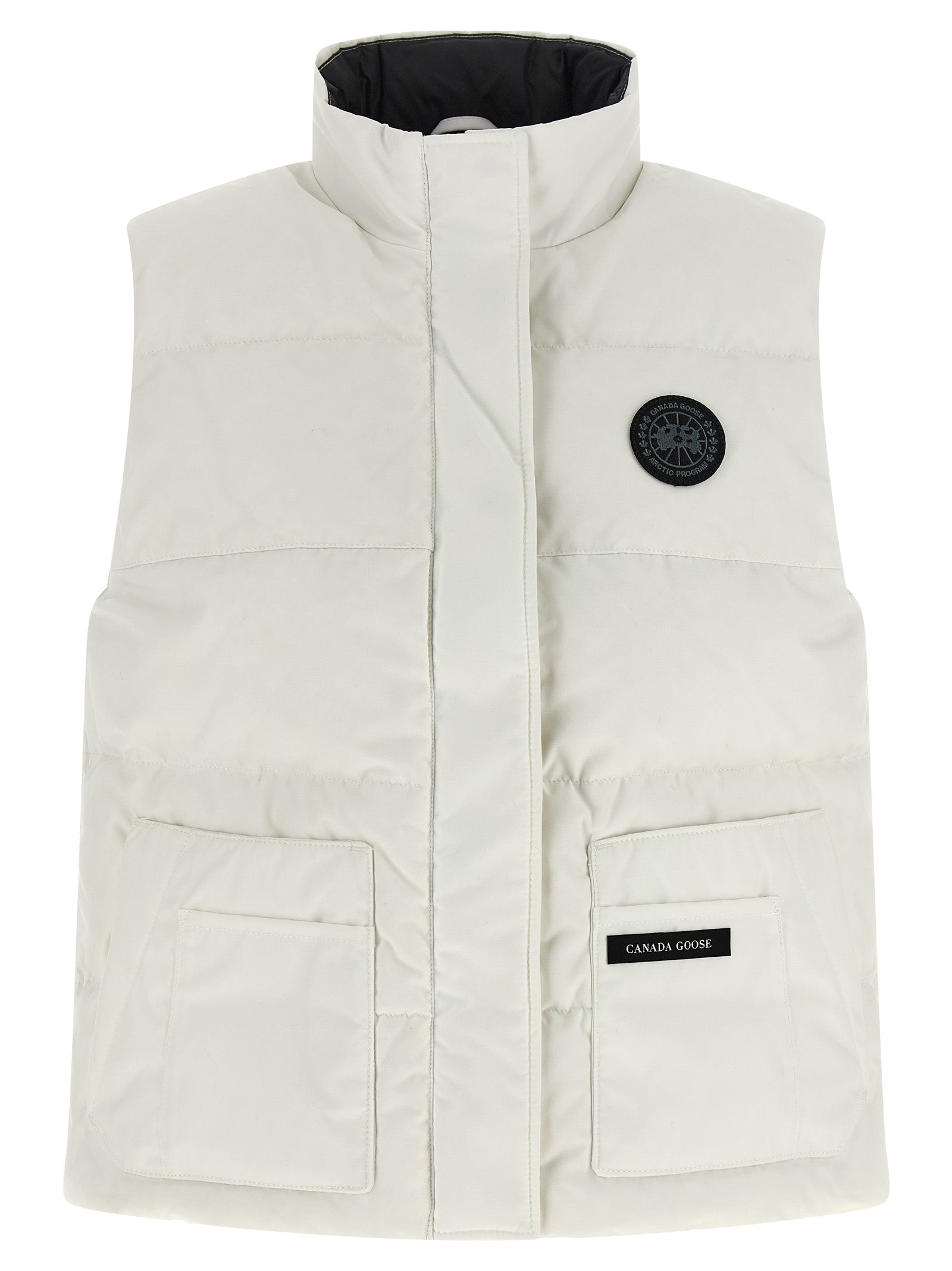 White Polyester Sleeveless Jacket