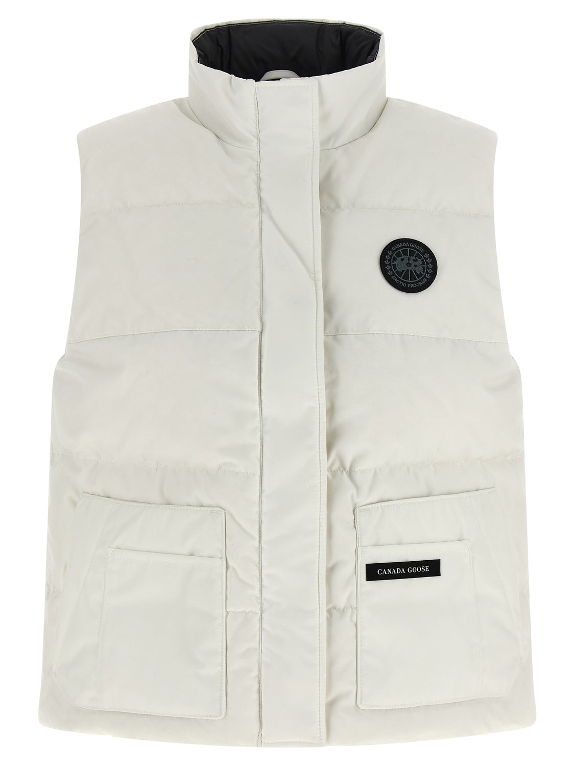 White Polyester Sleeveless Jacket