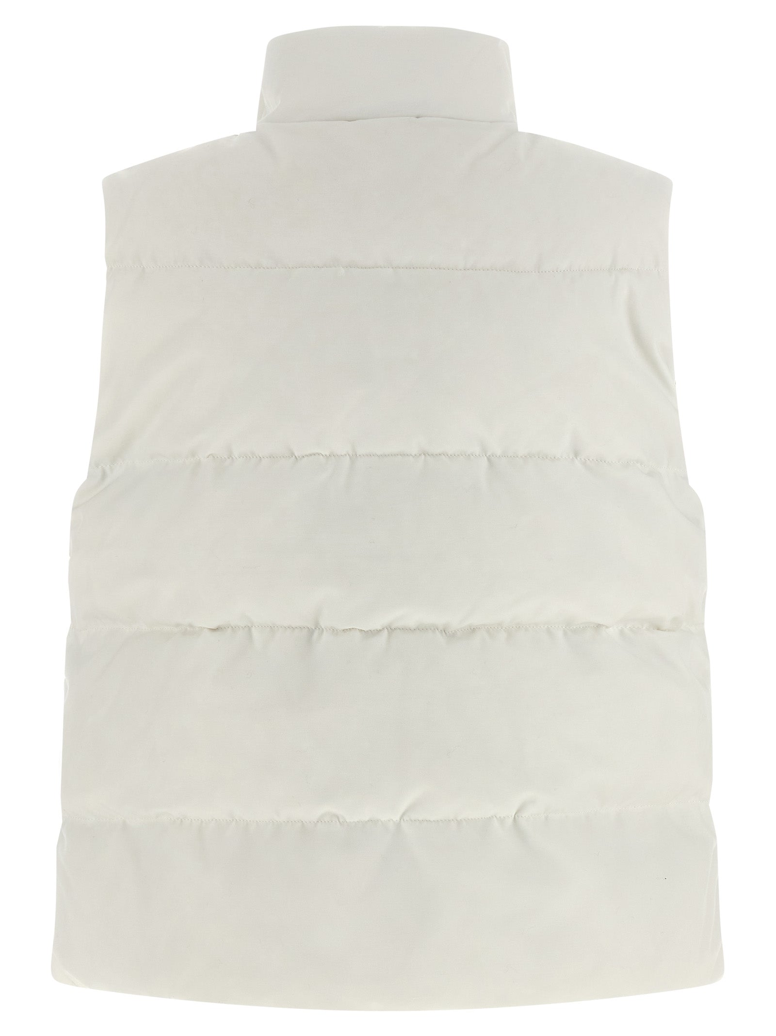 White Polyester Sleeveless Jacket