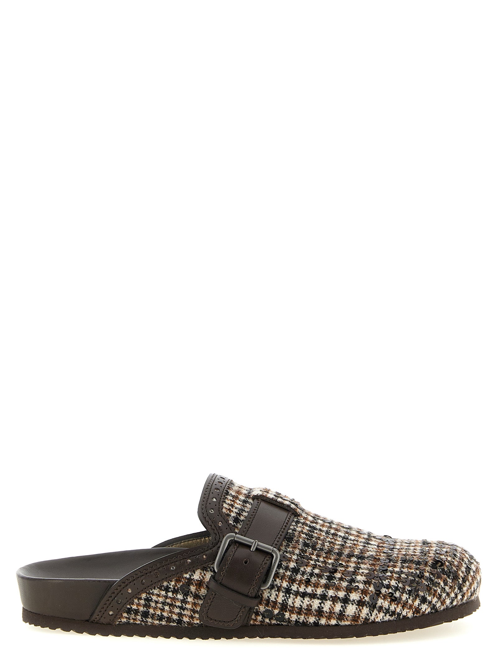 Brown Alpaca Leather Clogs