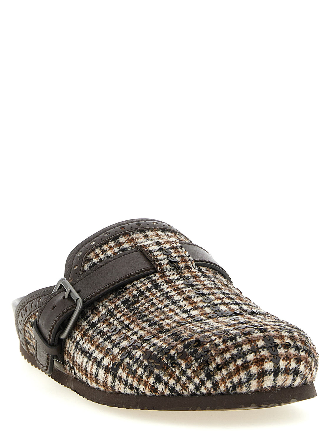 Brown Alpaca Leather Clogs