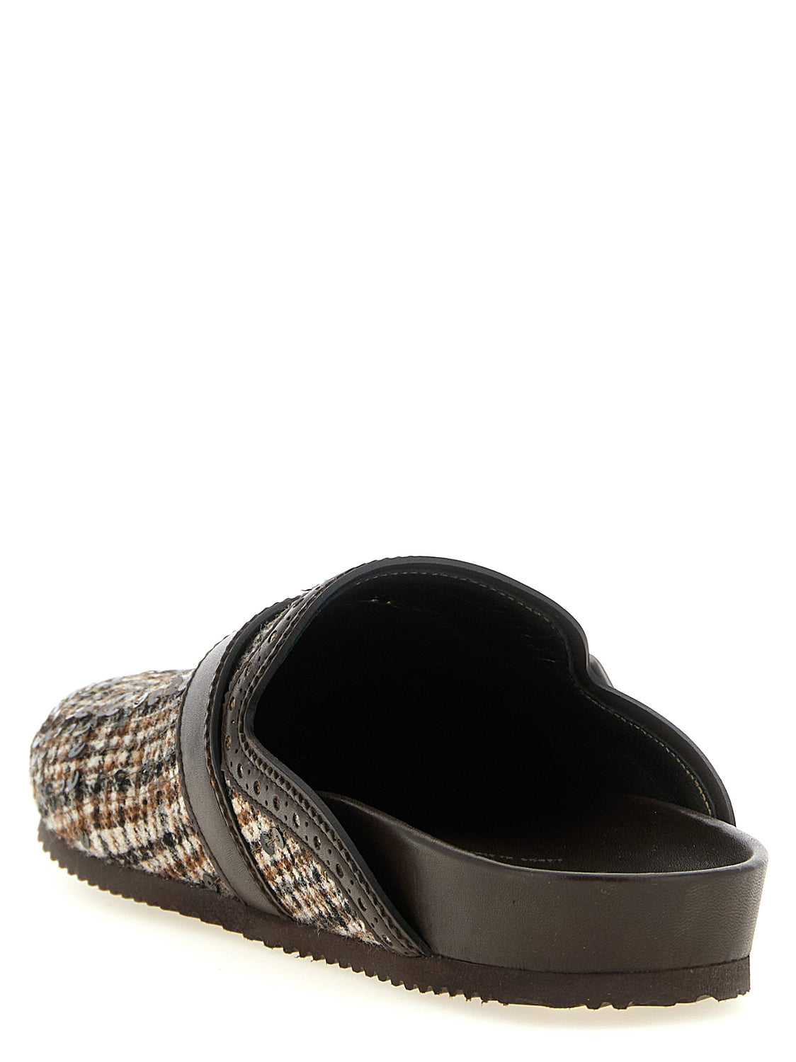 Brown Alpaca Leather Clogs