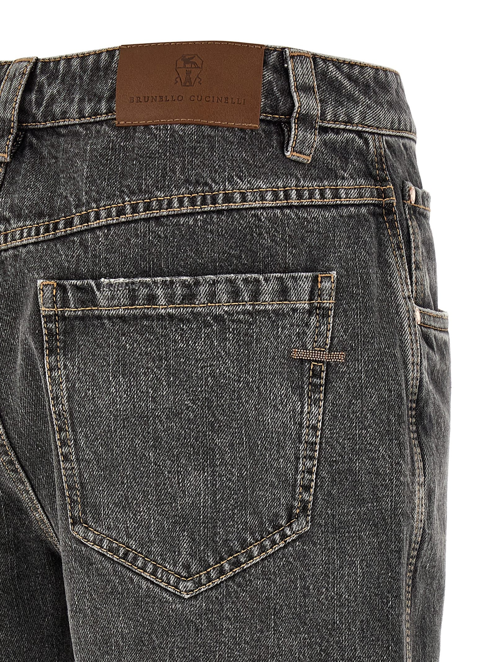 Gray Cotton Straight-Leg Jeans