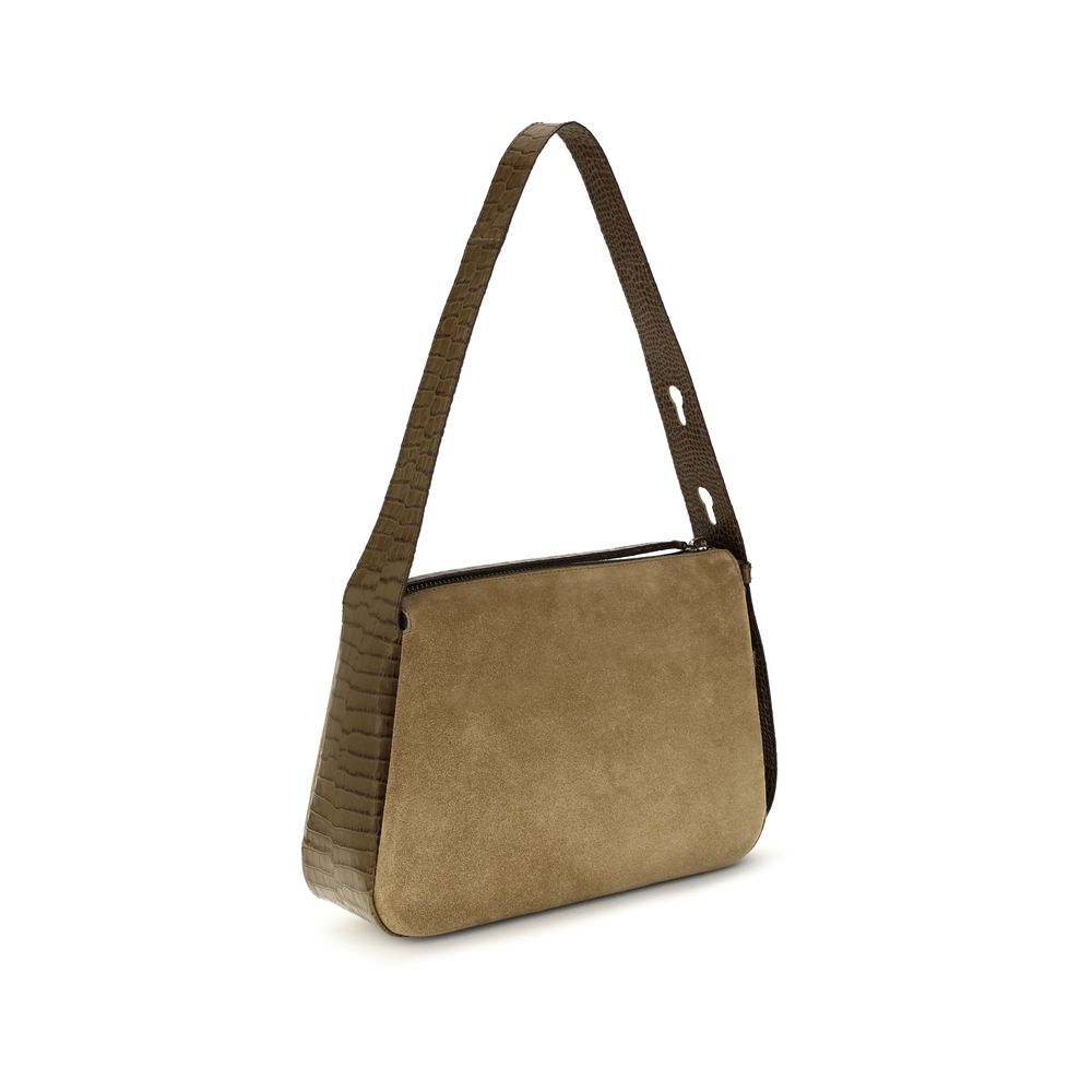 Beige Suede Leather Shoulder Bag