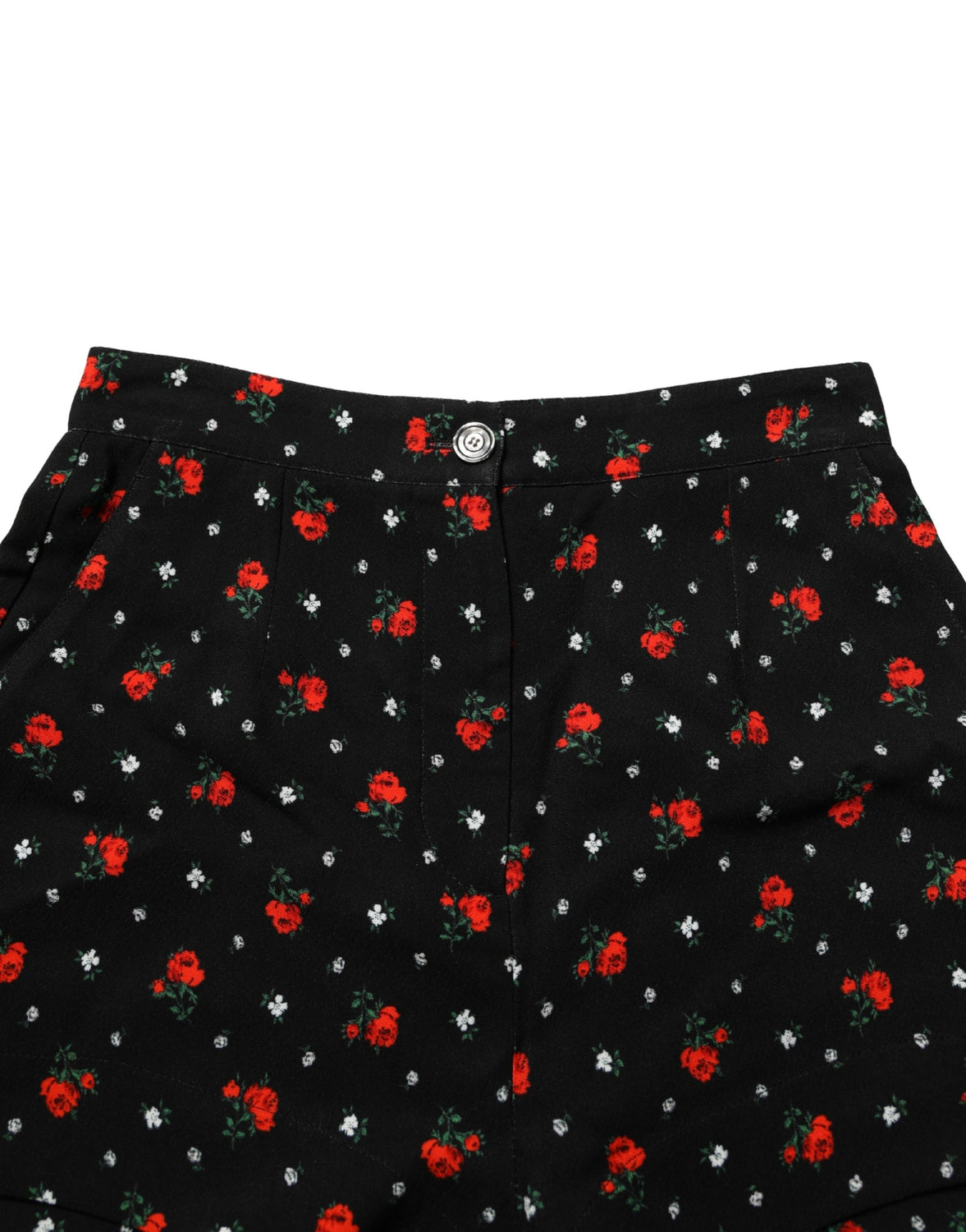 Black Floral High Rise Women Hot Pants Shorts