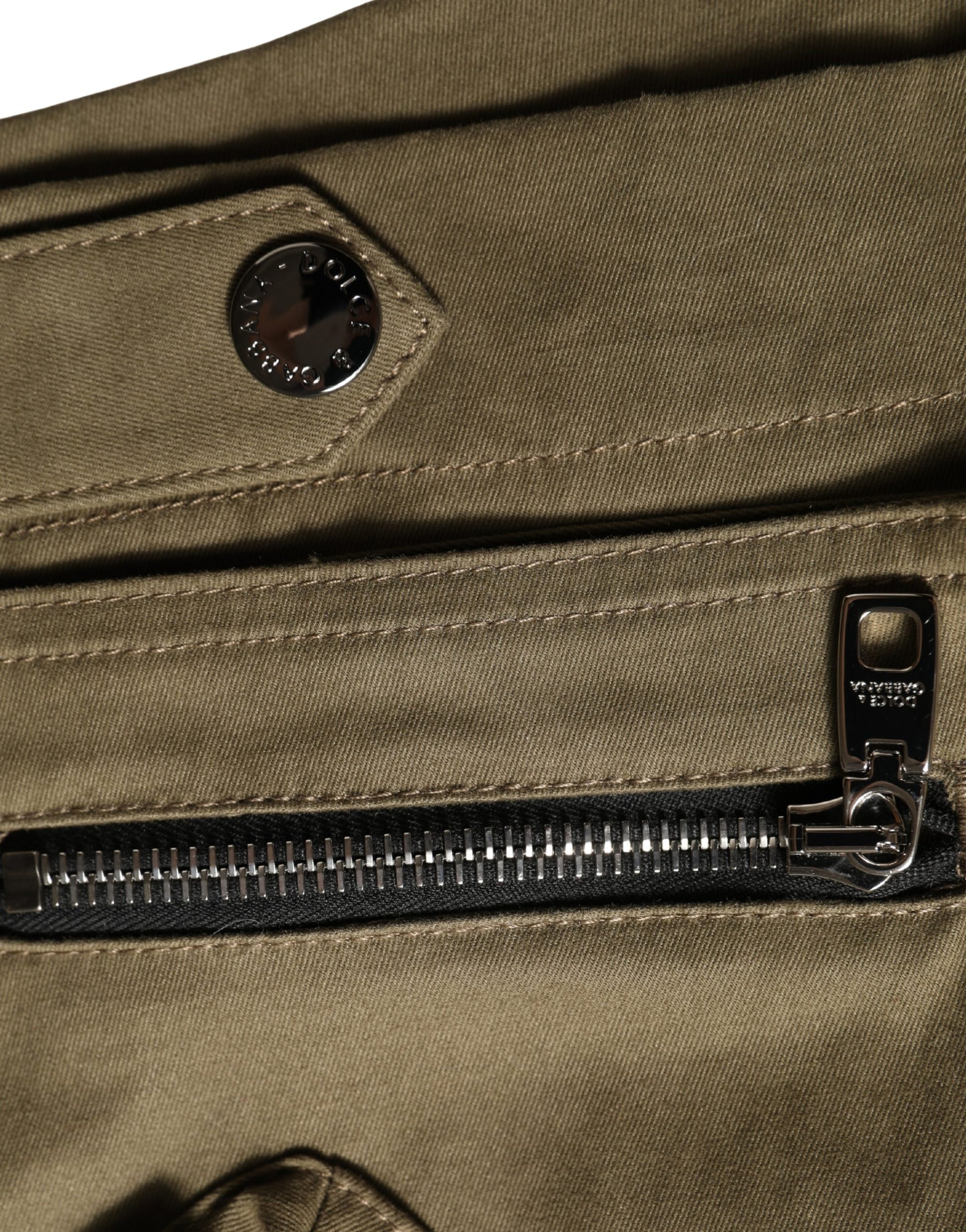 Green Cotton Mid Rise Cargo Hot Pants Shorts