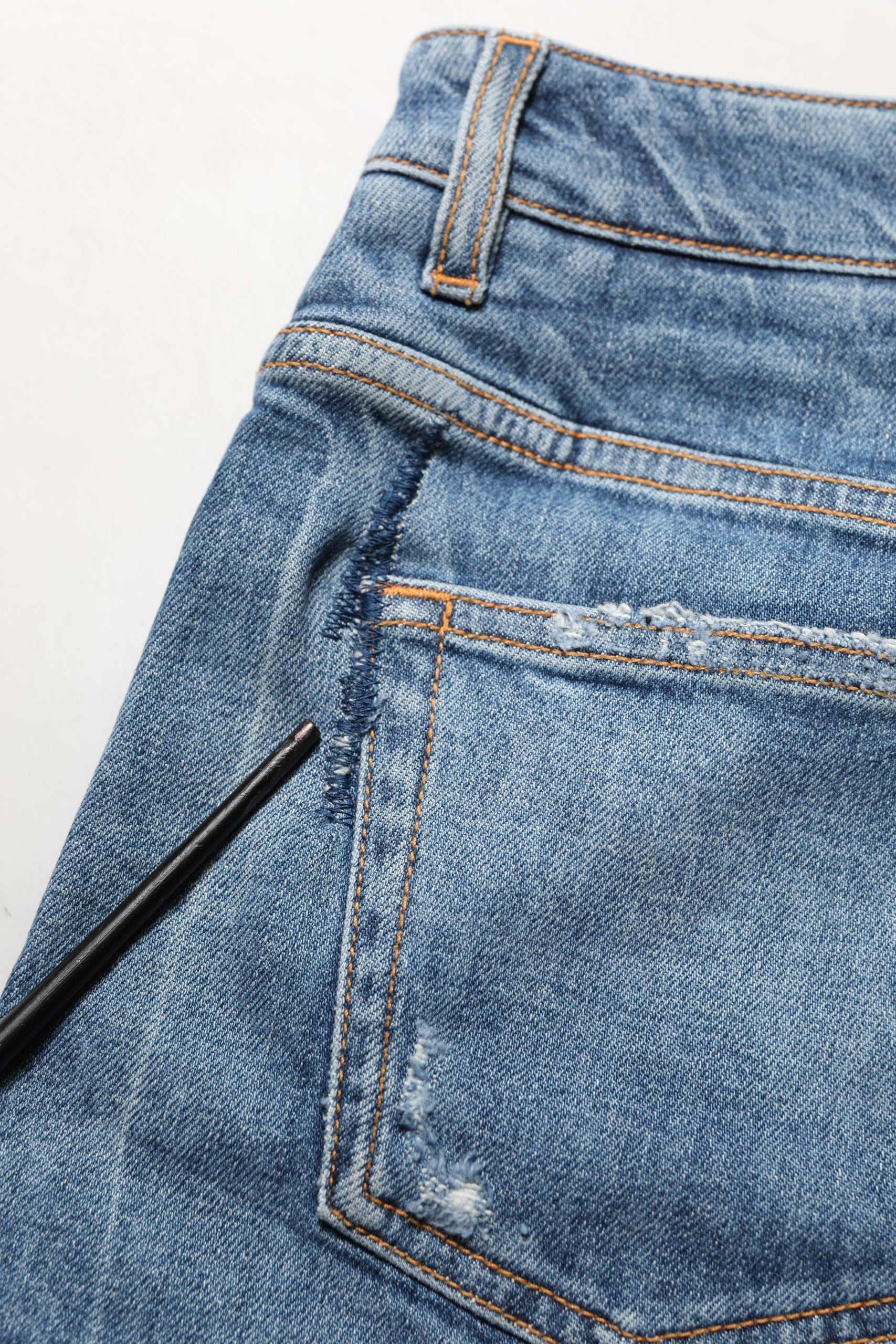 Blue Cotton High Rise Denim Hot Pants Shorts
