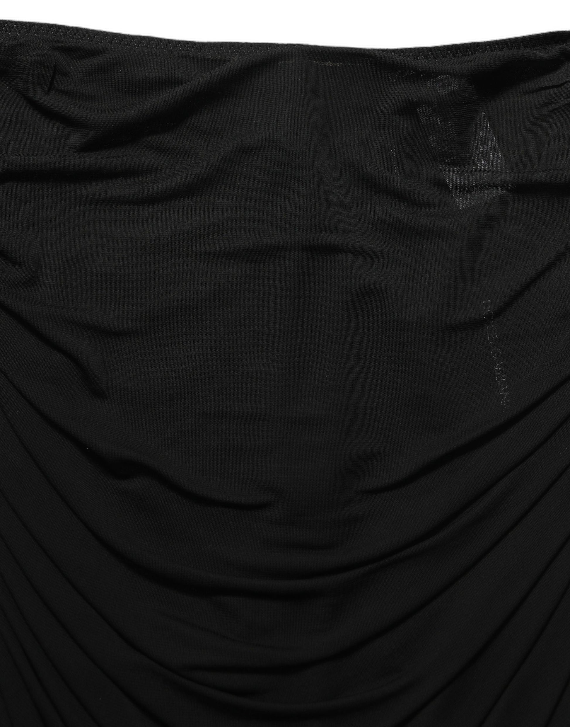 Black Viscose Mid Waist A-line Mini Skirt