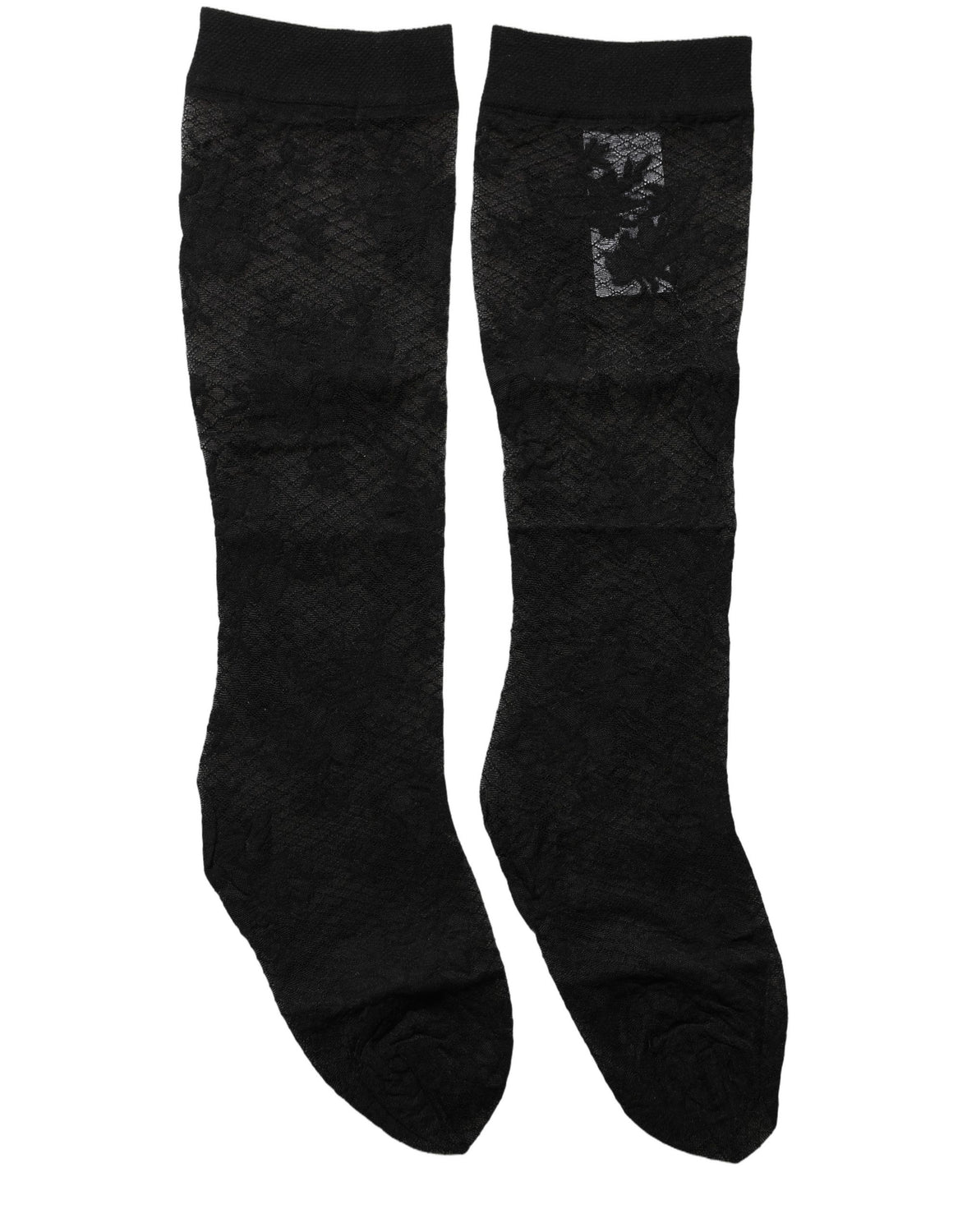 Black Floral Lace Nylon Stretch Stockings Socks