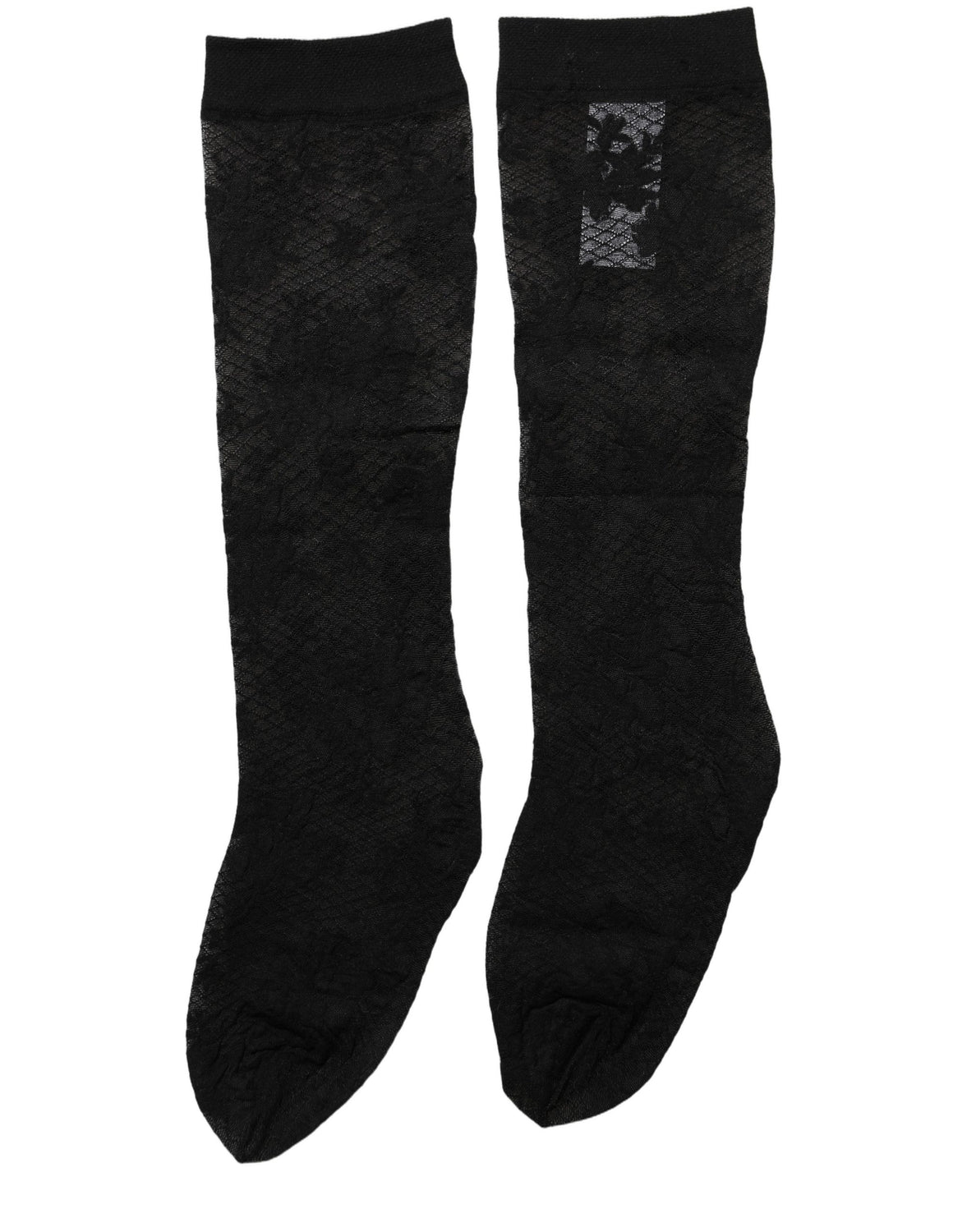 Black Floral Lace Nylon Stretch Stockings Socks
