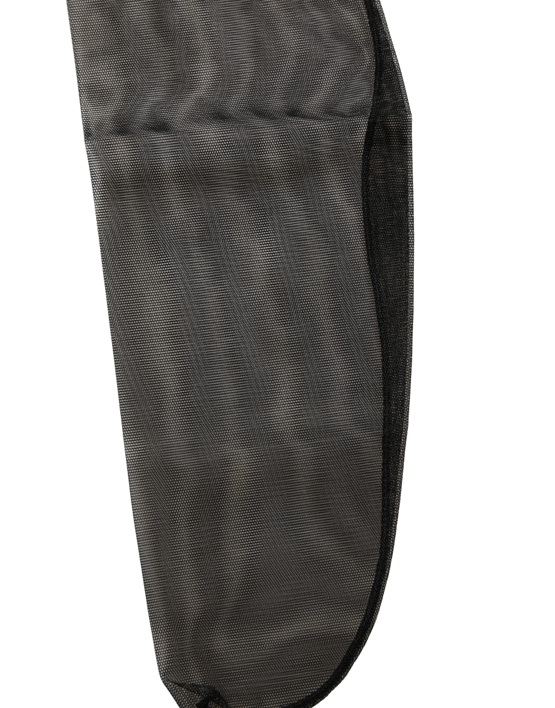Black Nylon Mesh Sheer Calf Long Accessory Socks