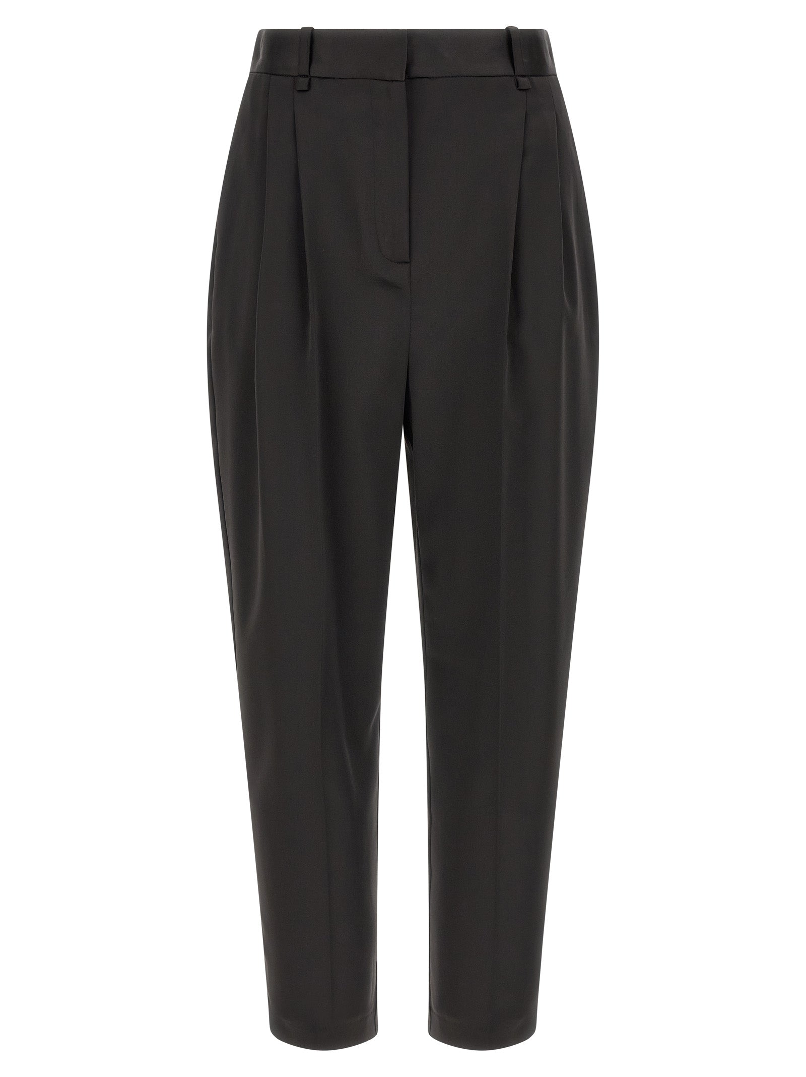 Black Polyester Cropped Pants