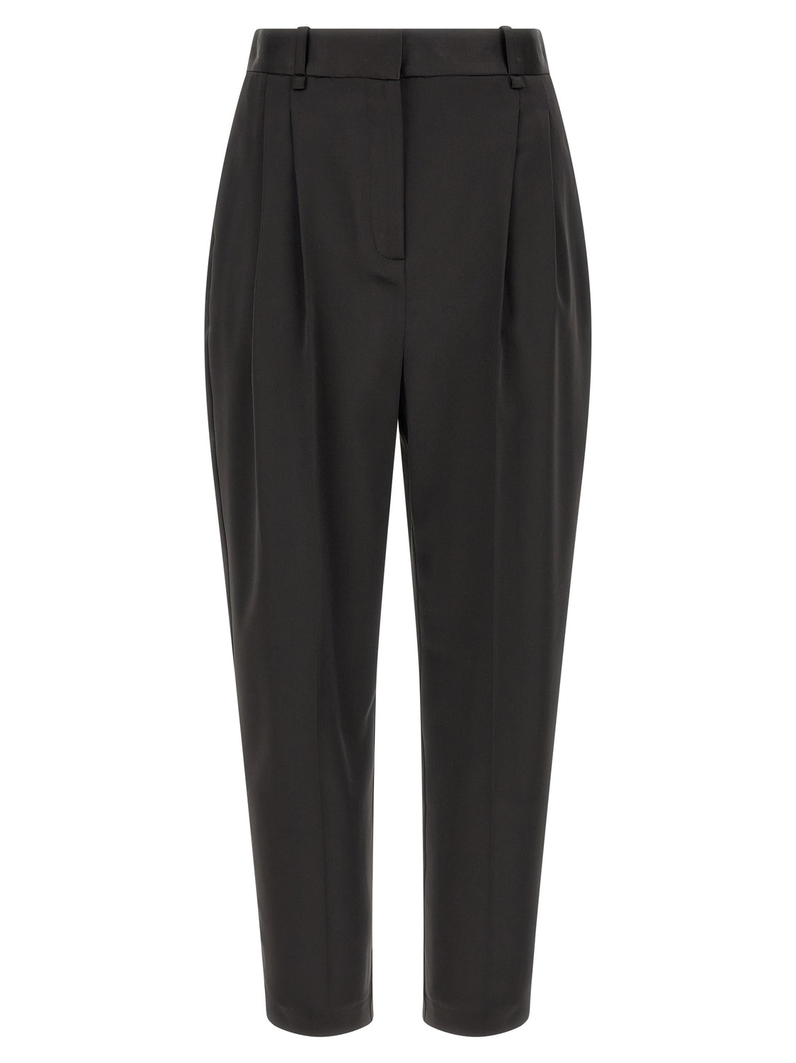Black Polyester Cropped Pants