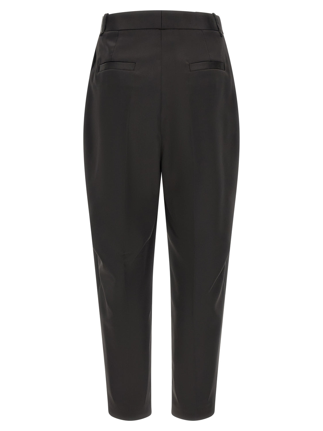 Black Polyester Cropped Pants