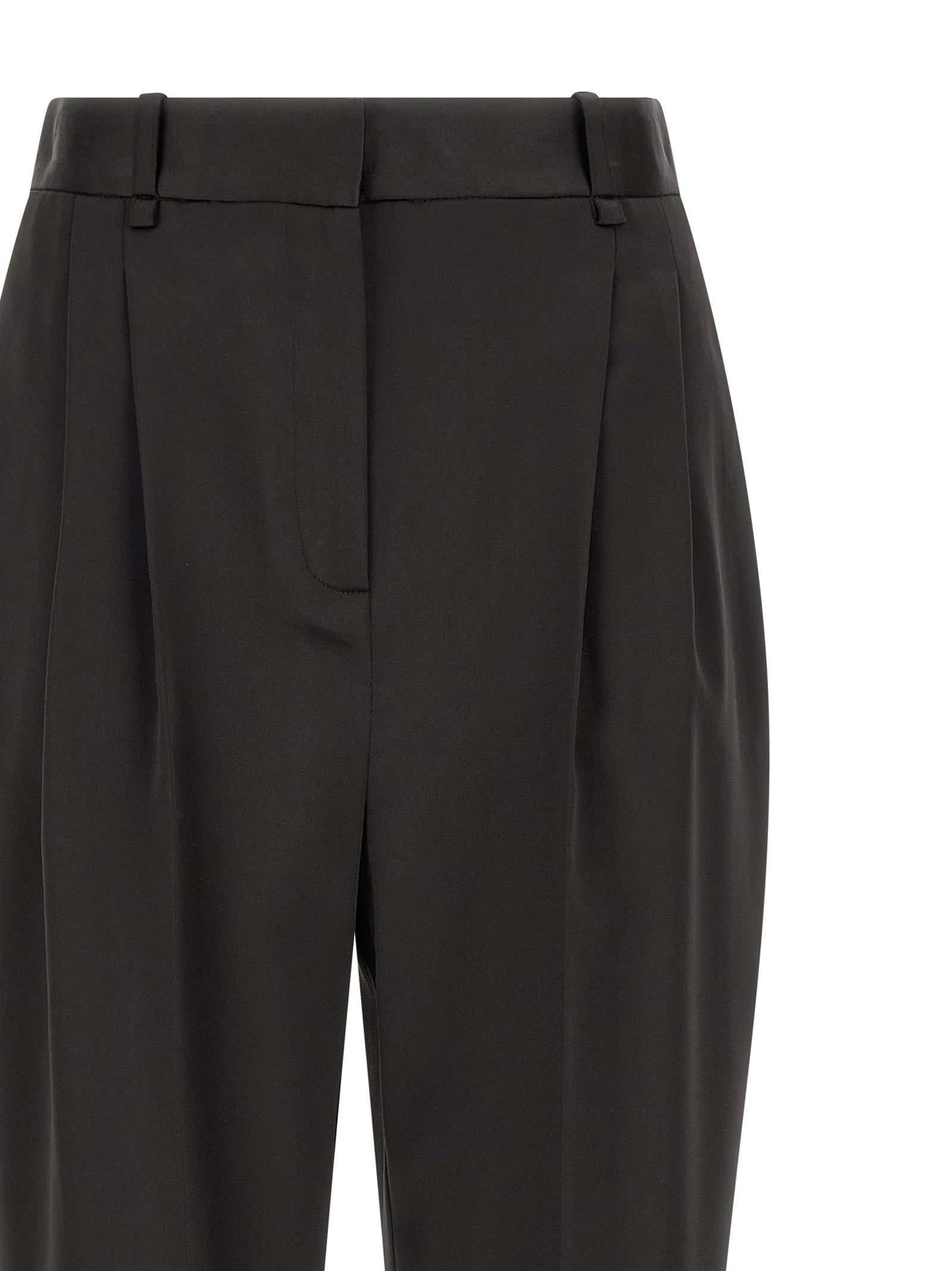 Black Polyester Cropped Pants