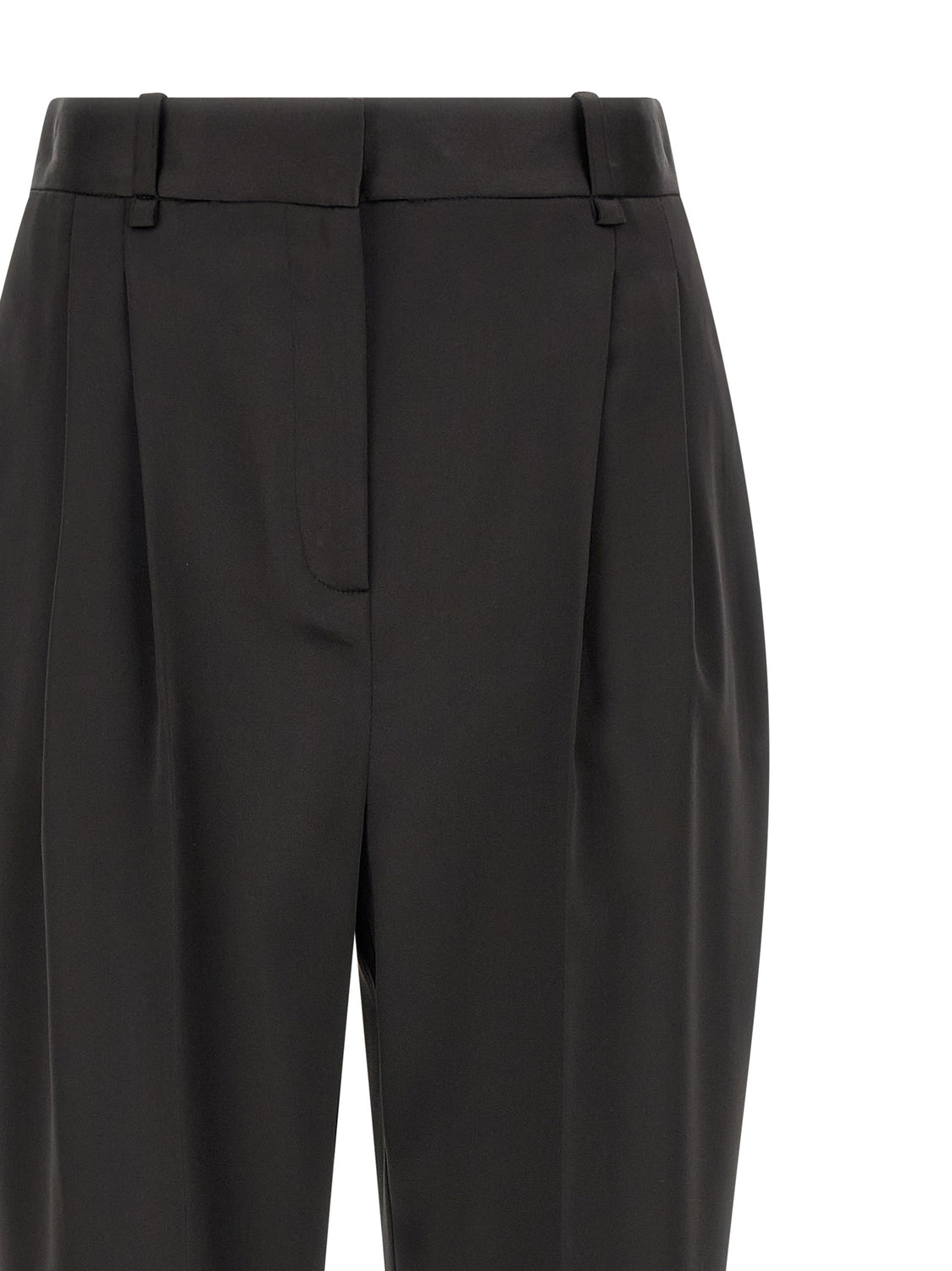 Black Polyester Cropped Pants
