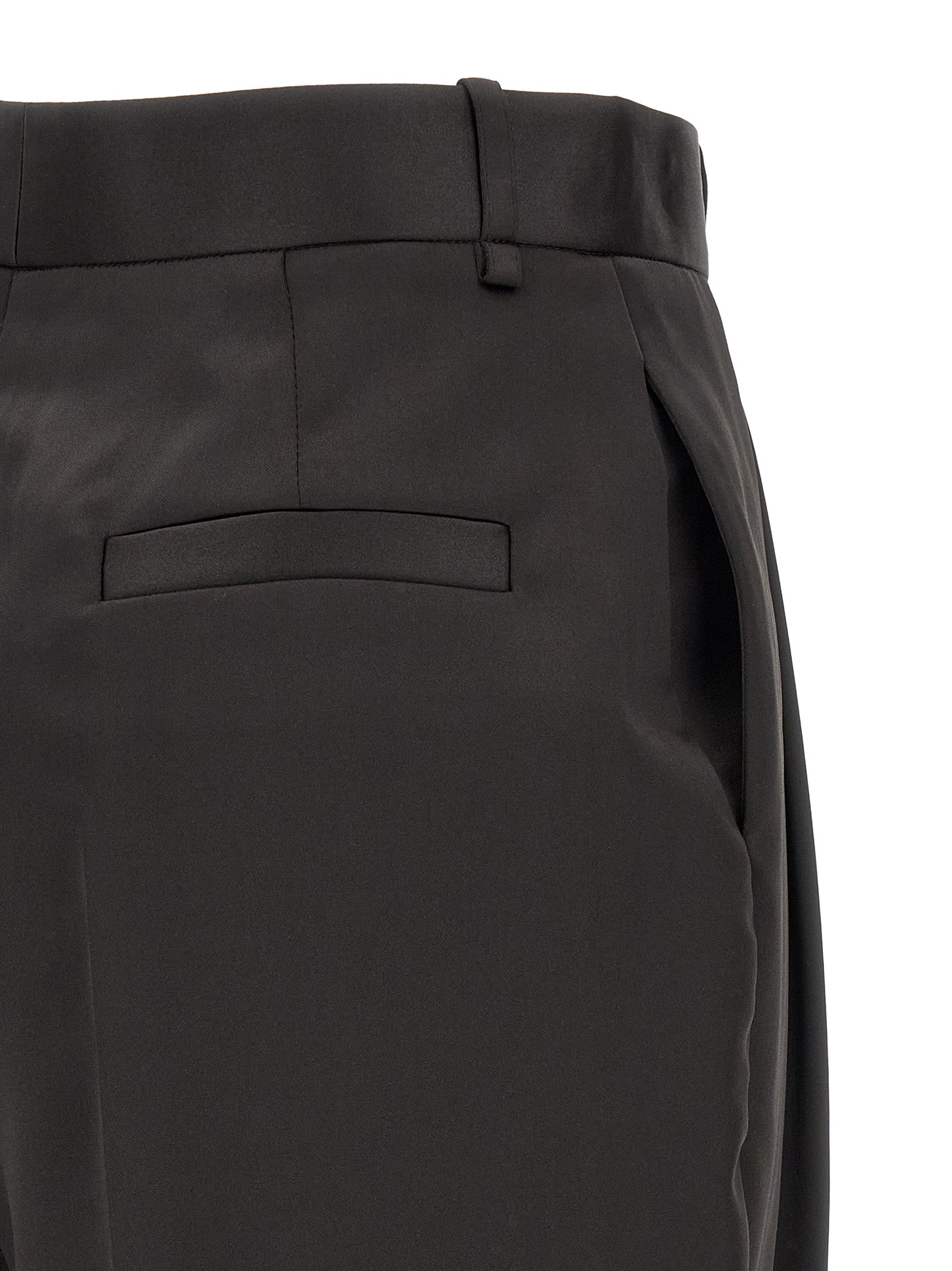 Black Polyester Cropped Pants