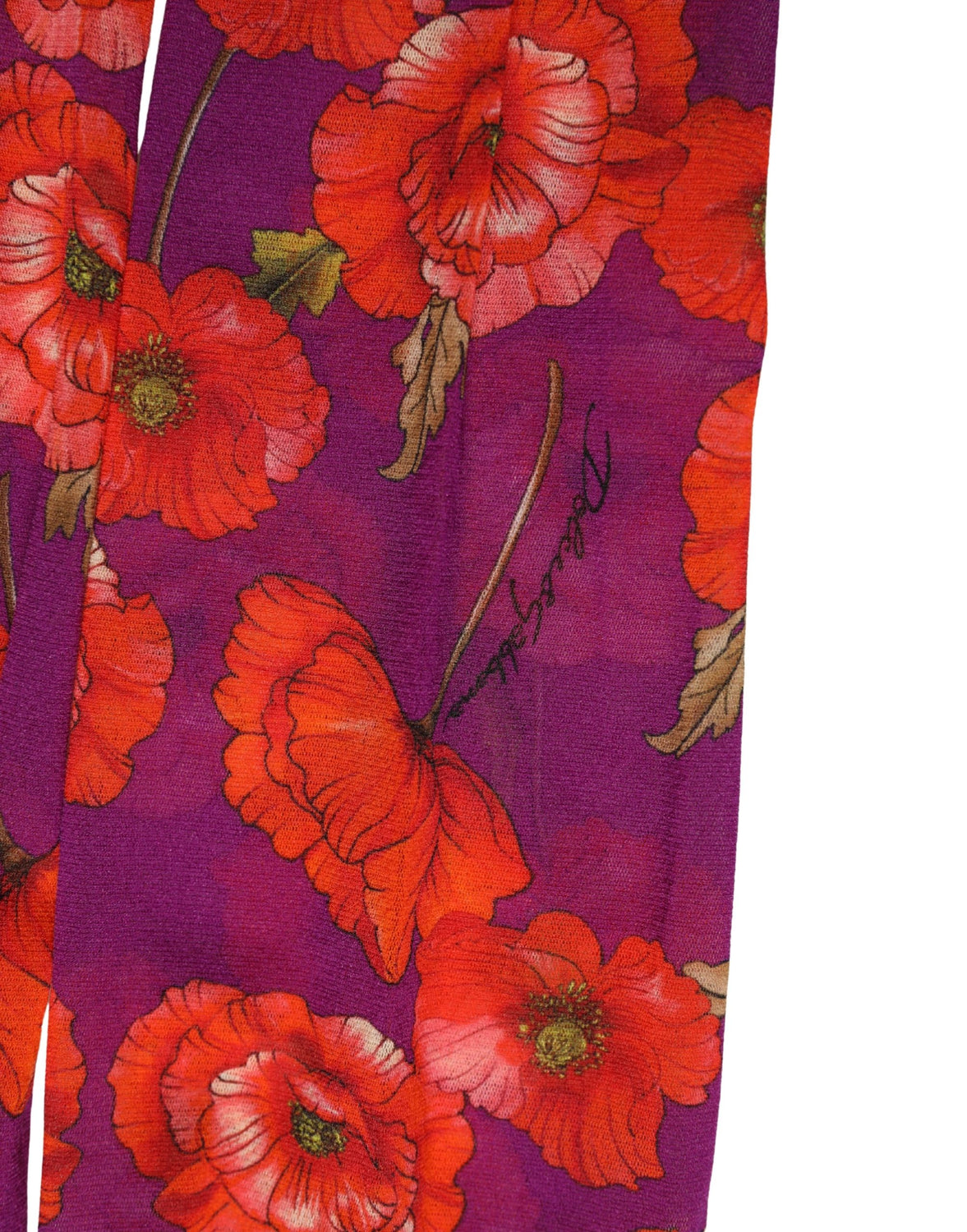 Purple Nylon Floral Print Tights Stockings Socks