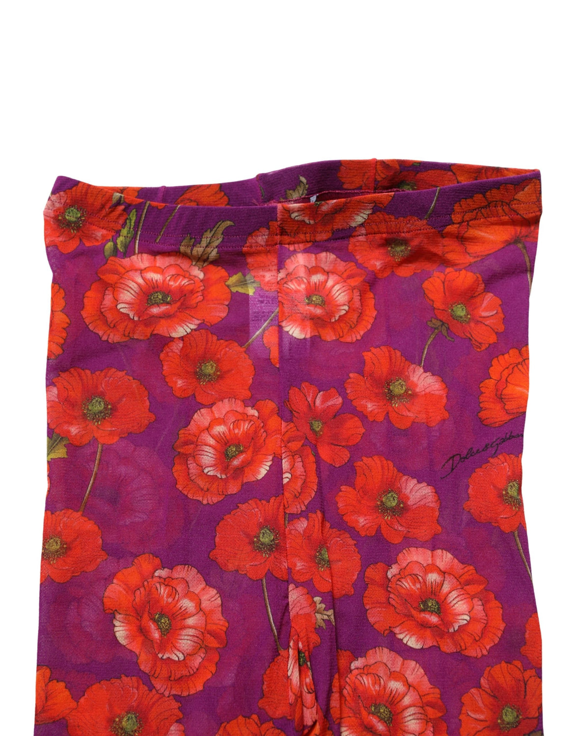 Purple Nylon Floral Print Tights Stockings Socks