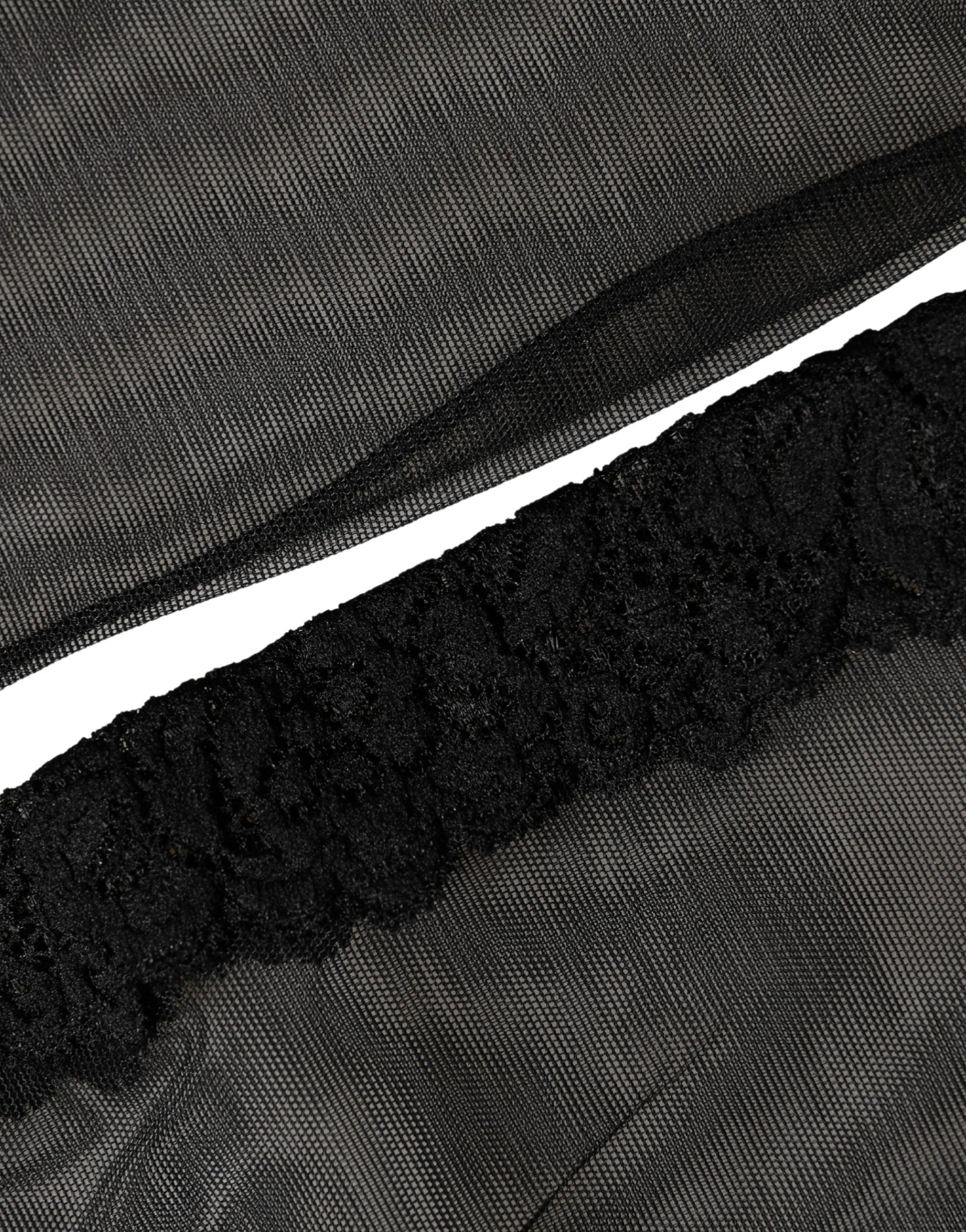 Black Nylon Mesh Sheer Calf Long Accessory Socks