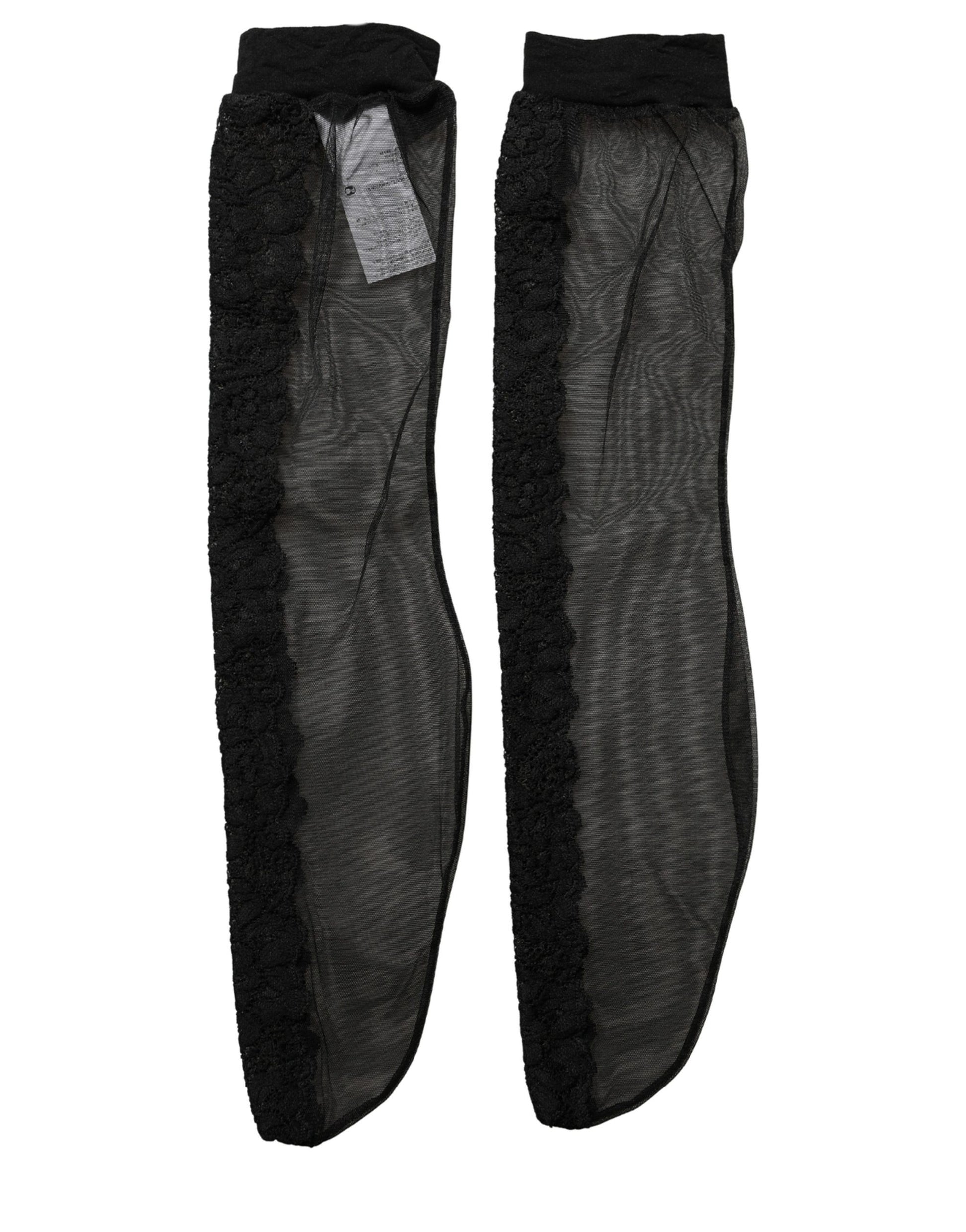 Black Nylon Mesh Sheer Calf Long Accessory Socks
