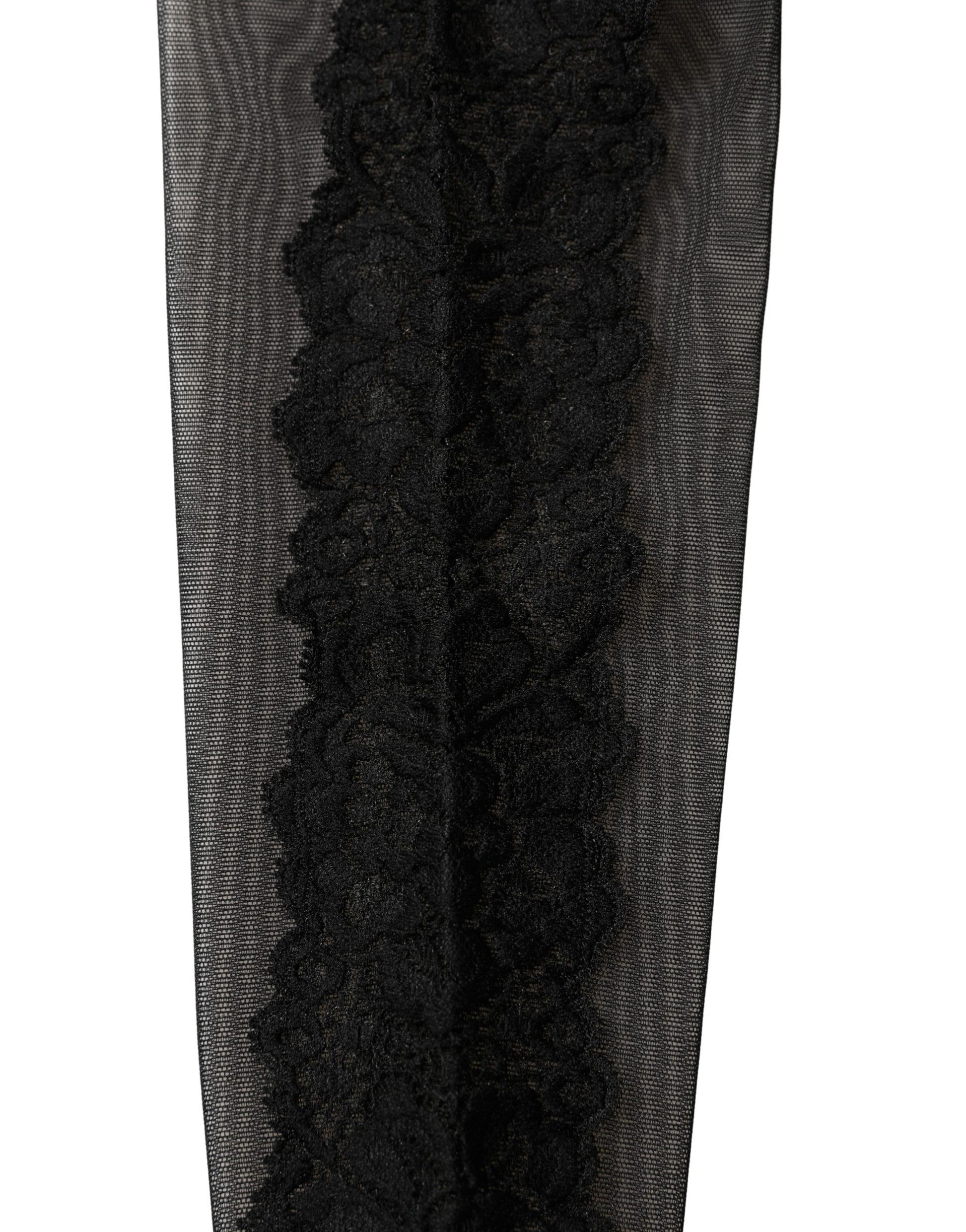 Black Nylon Mesh Sheer Calf Long Accessory Socks