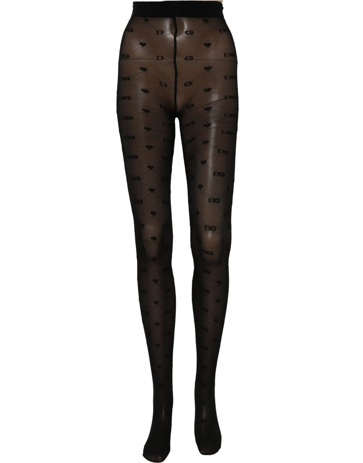 Black Nylon Logo Tights Stocking Pantyhose Socks