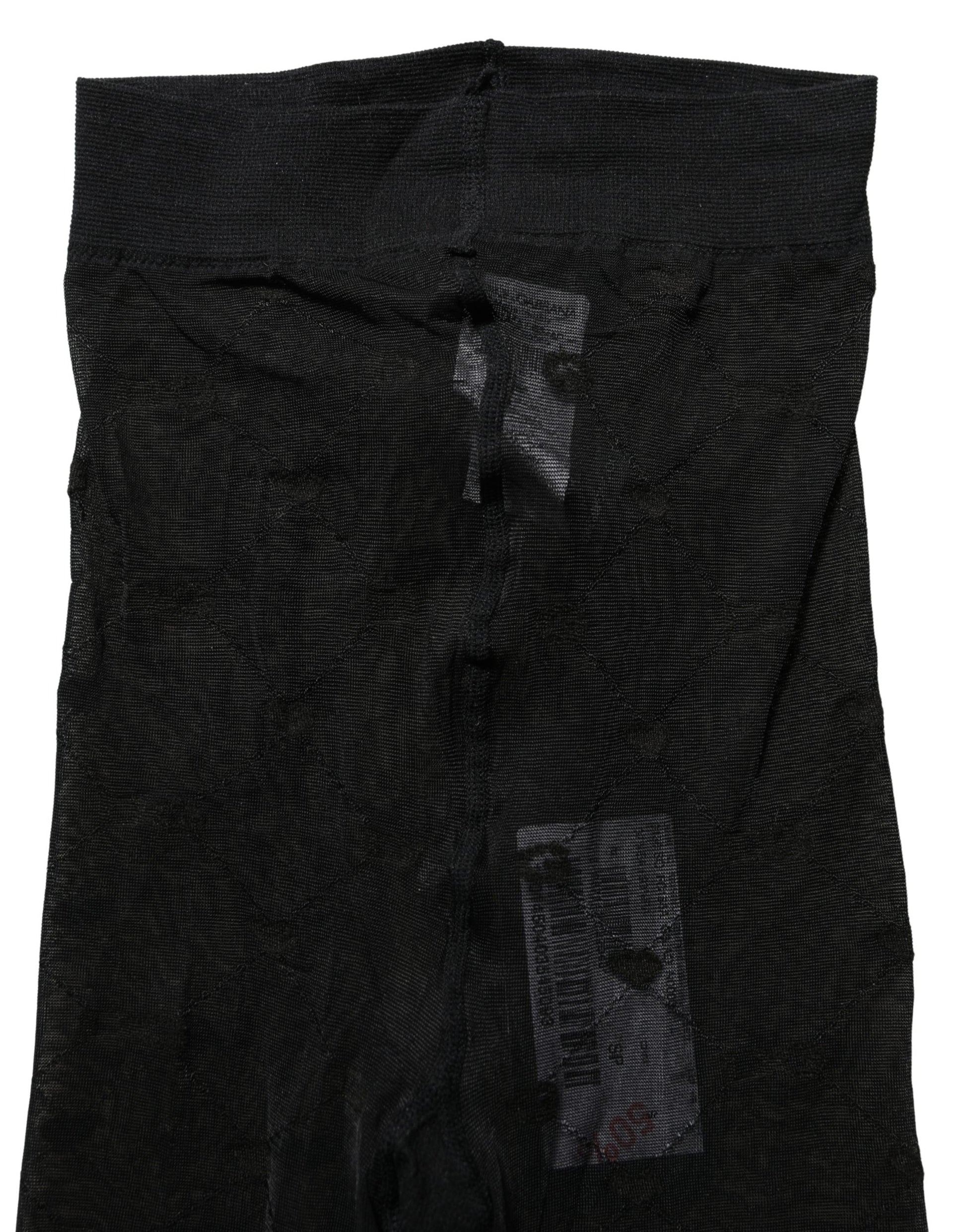 Black Nylon Logo Tights Stocking Pantyhose Socks