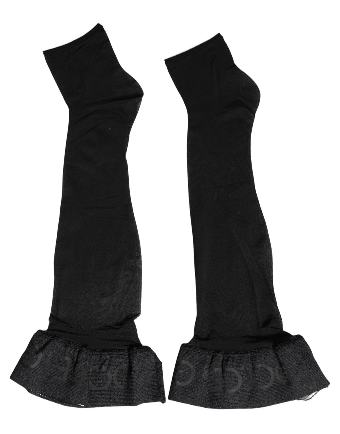Black Nylon Logo Calf Long Women Accessory Socks