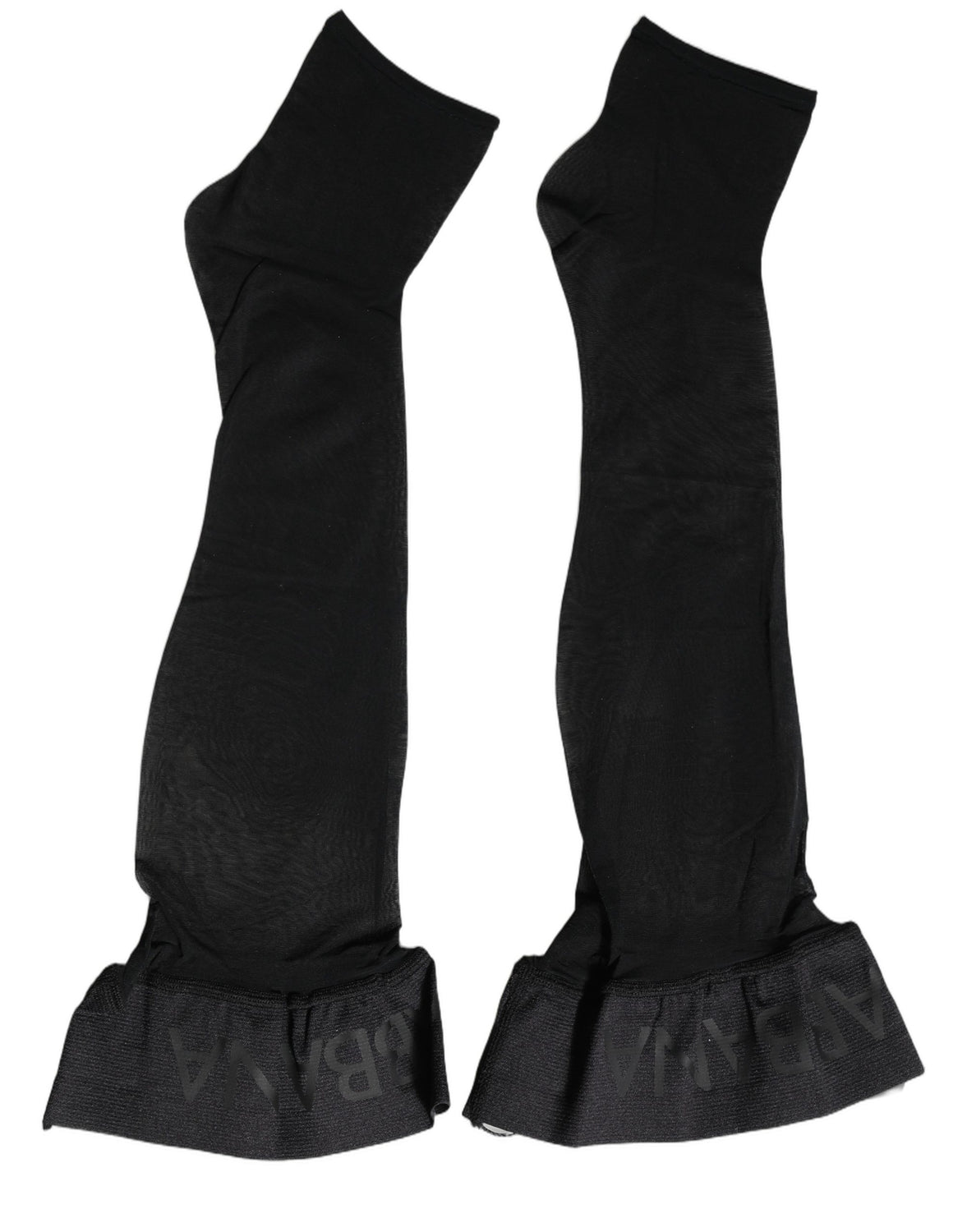 Black Nylon Logo Calf Long Women Accessory Socks