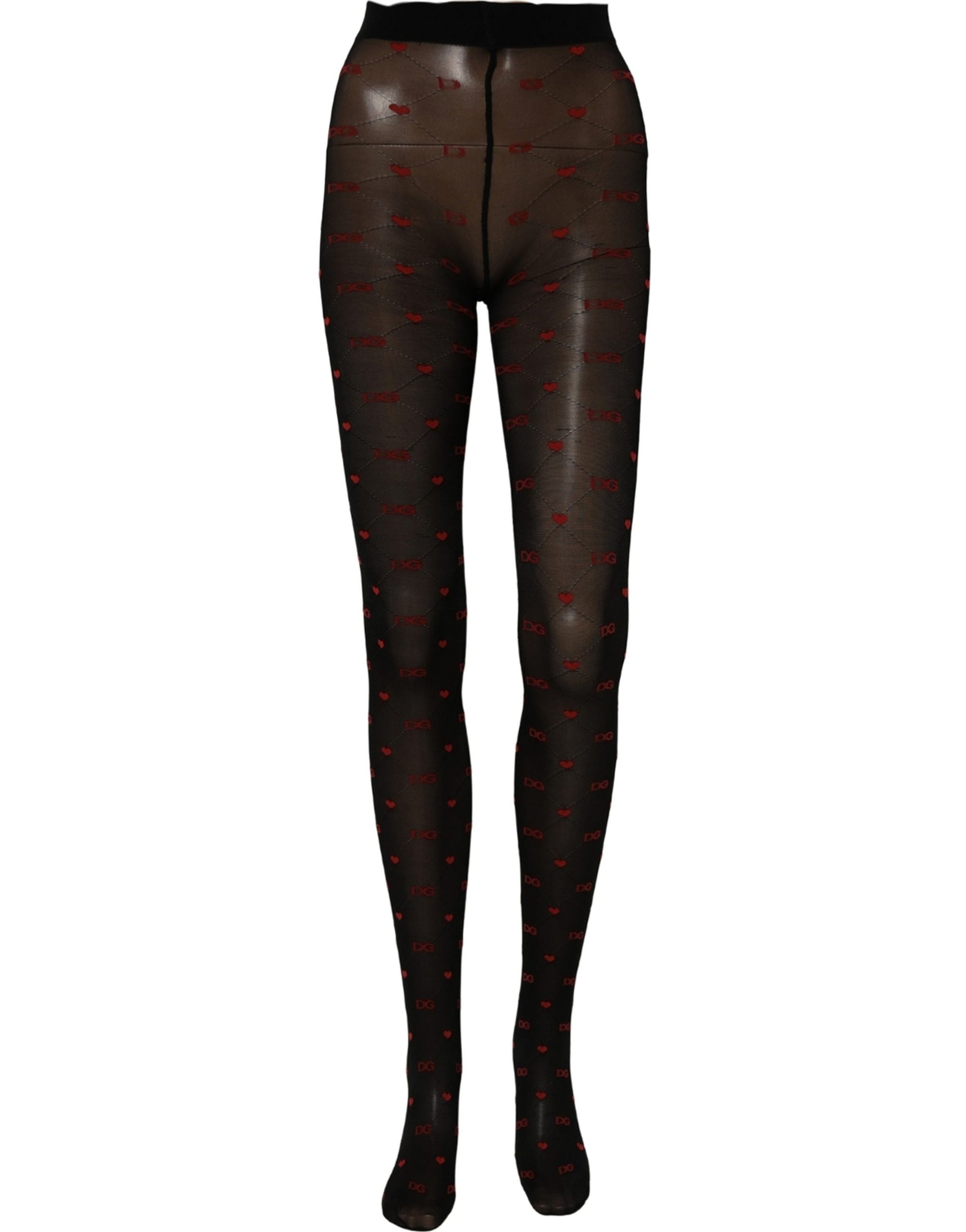 Black Nylon Hearts Tights Stocking Pantyhose Socks