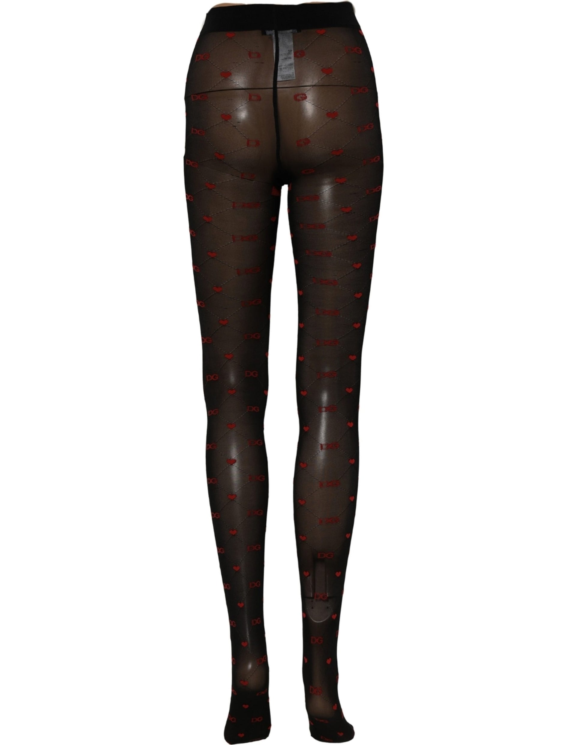 Black Nylon Hearts Tights Stocking Pantyhose Socks