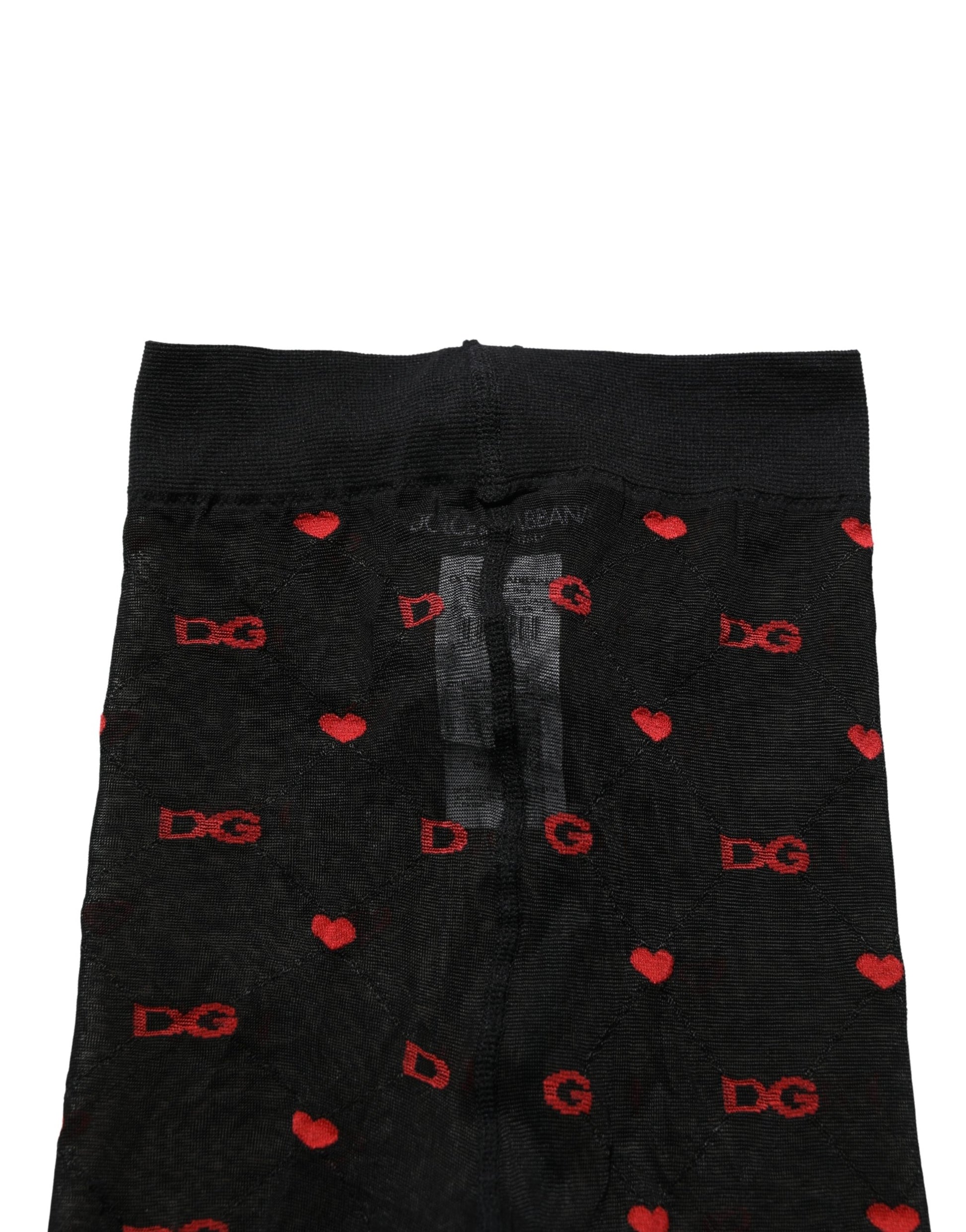 Black Nylon Hearts Tights Stocking Pantyhose Socks