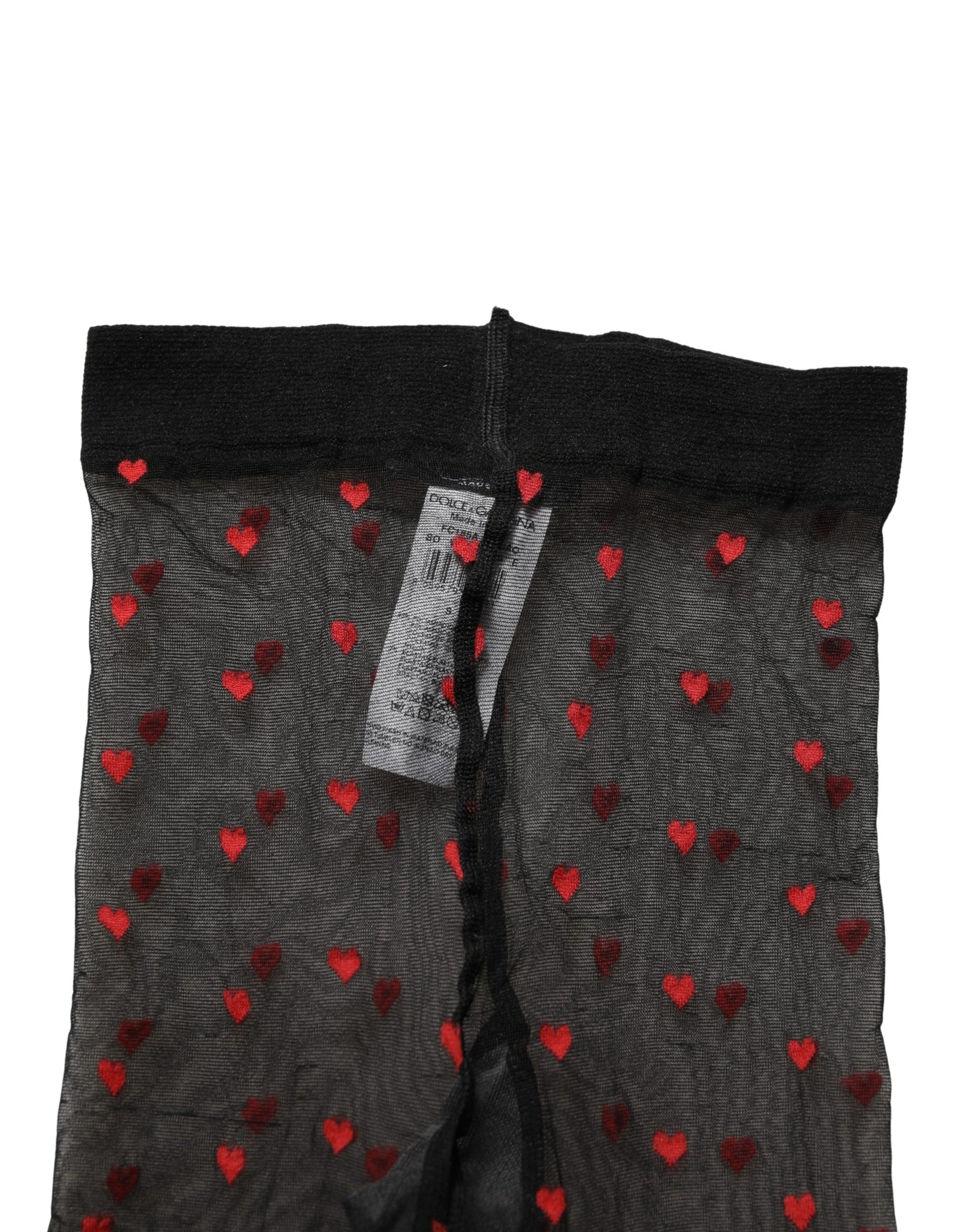 Black Nylon Hearts Tights Stocking Pantyhose Socks