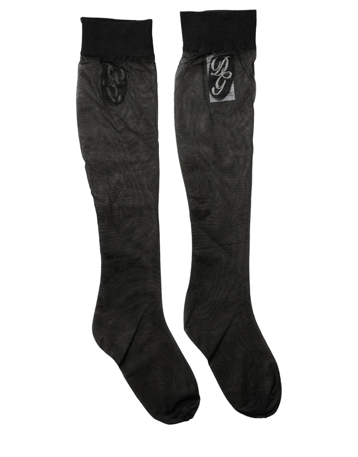Black Nylon Mesh Sheer Calf Long Accessory Socks