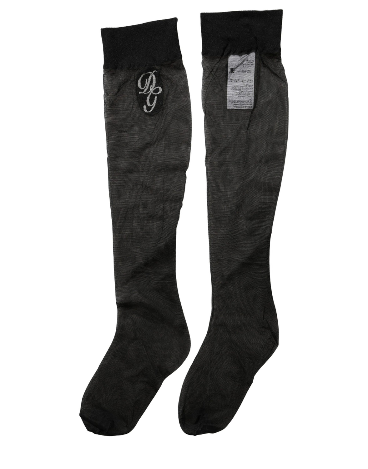 Black Nylon Mesh Sheer Calf Long Accessory Socks