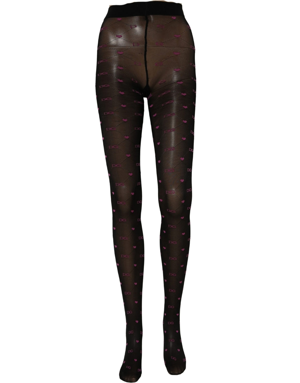 Black Nylon Hearts Tights Stocking Pantyhose Socks