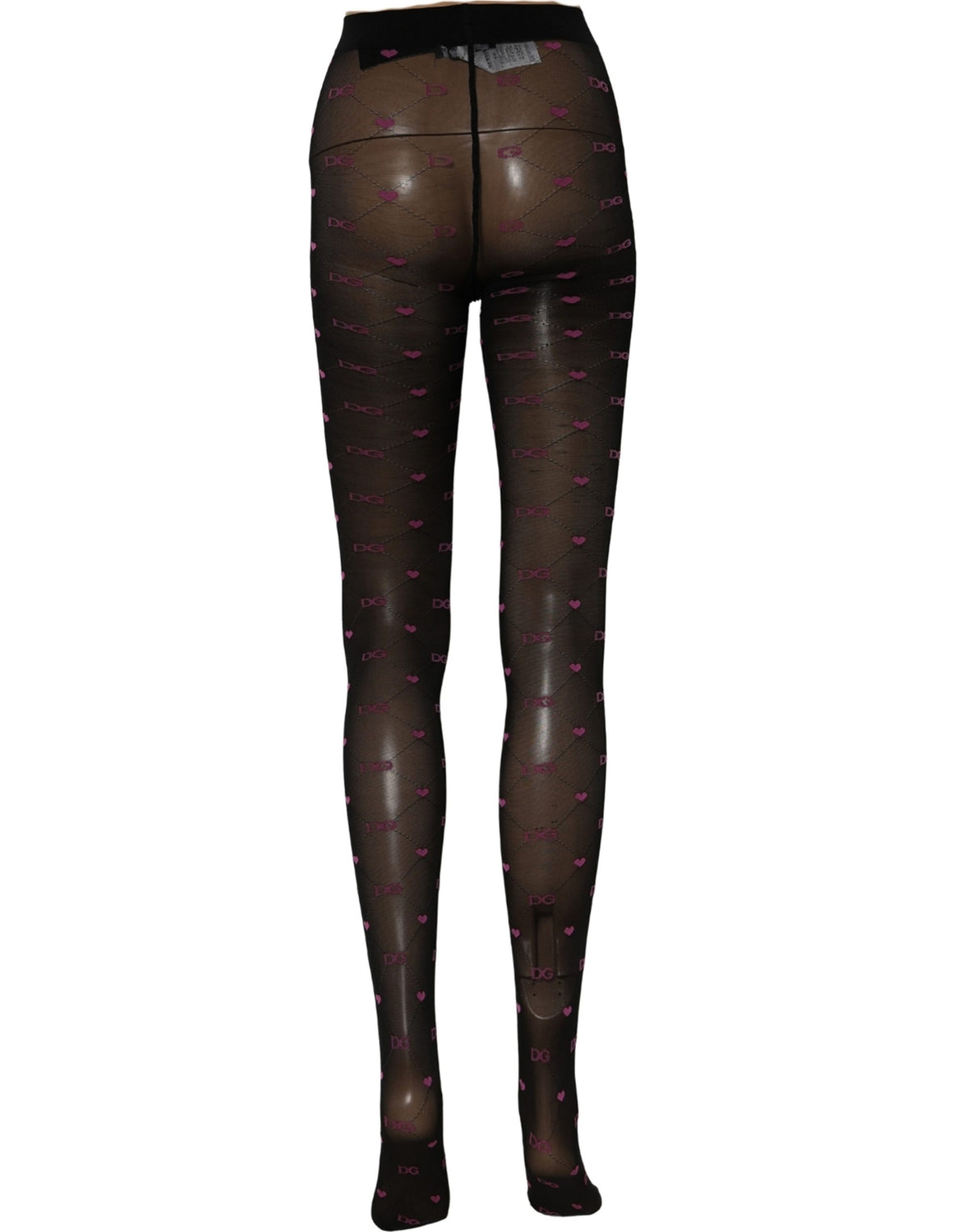 Black Nylon Hearts Tights Stocking Pantyhose Socks