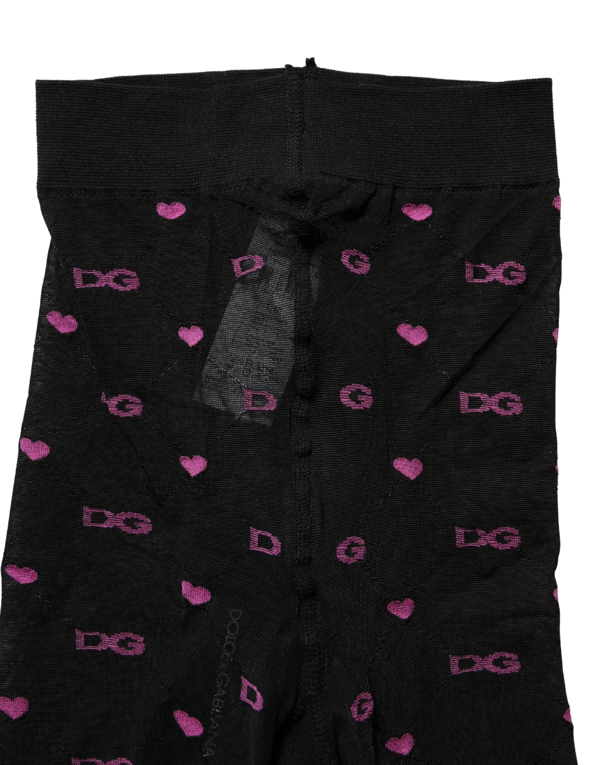 Black Nylon Hearts Tights Stocking Pantyhose Socks