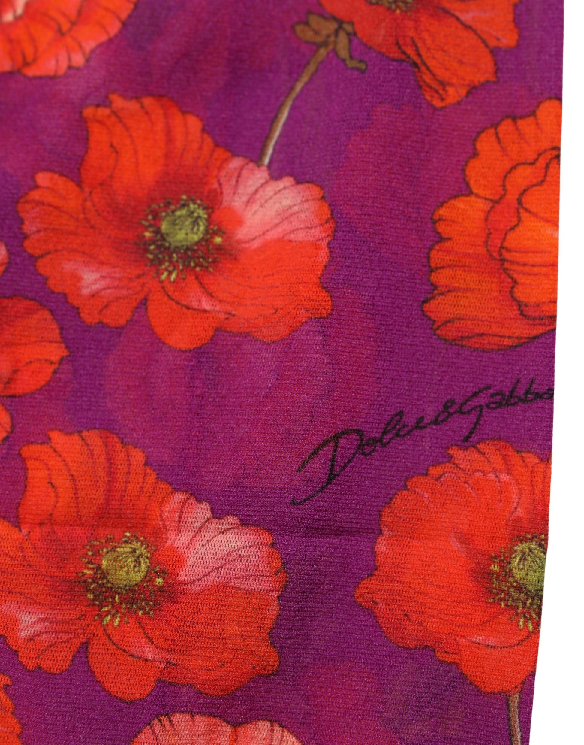 Purple Nylon Floral Print Tights Stockings Socks