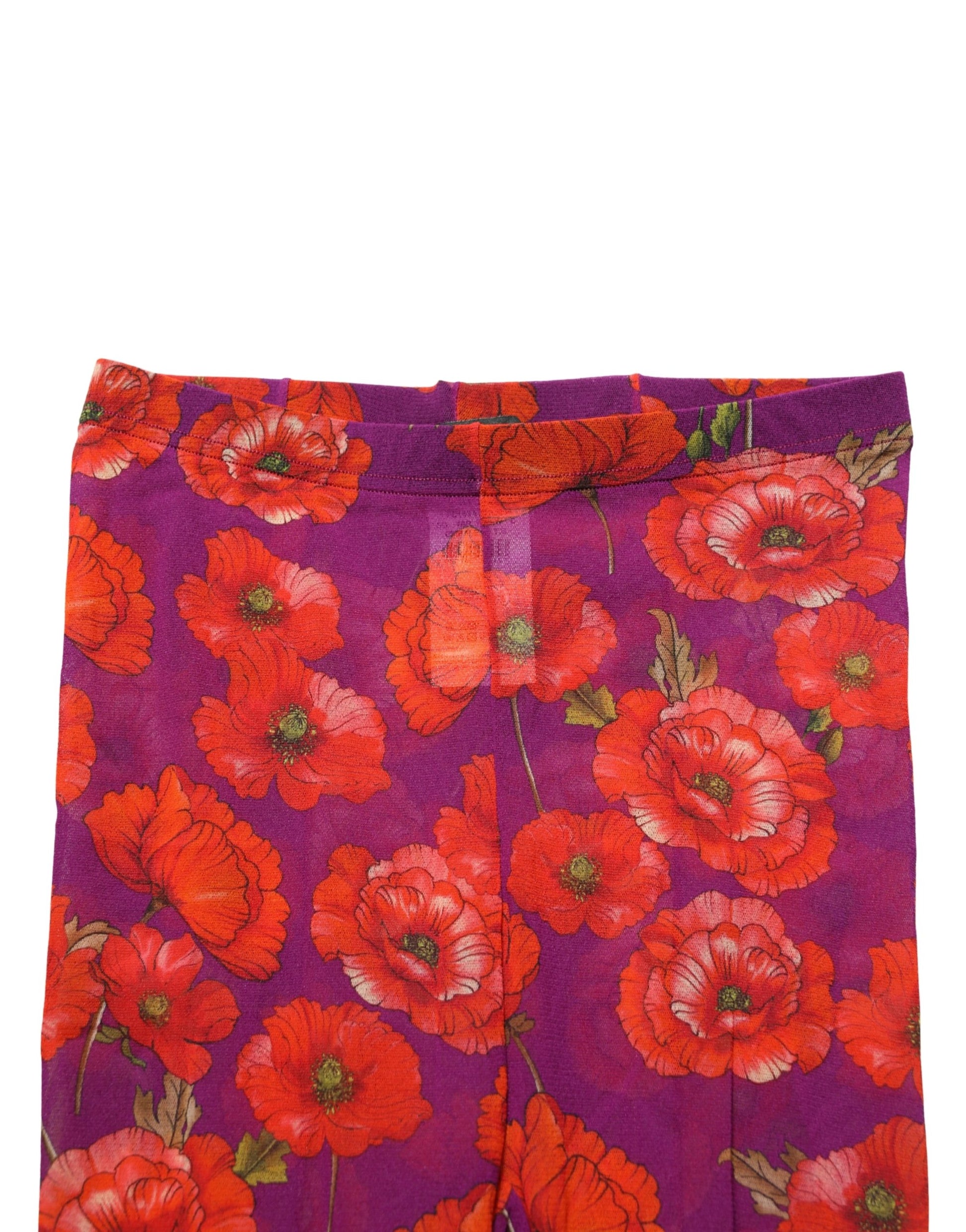 Purple Nylon Floral Print Tights Stockings Socks