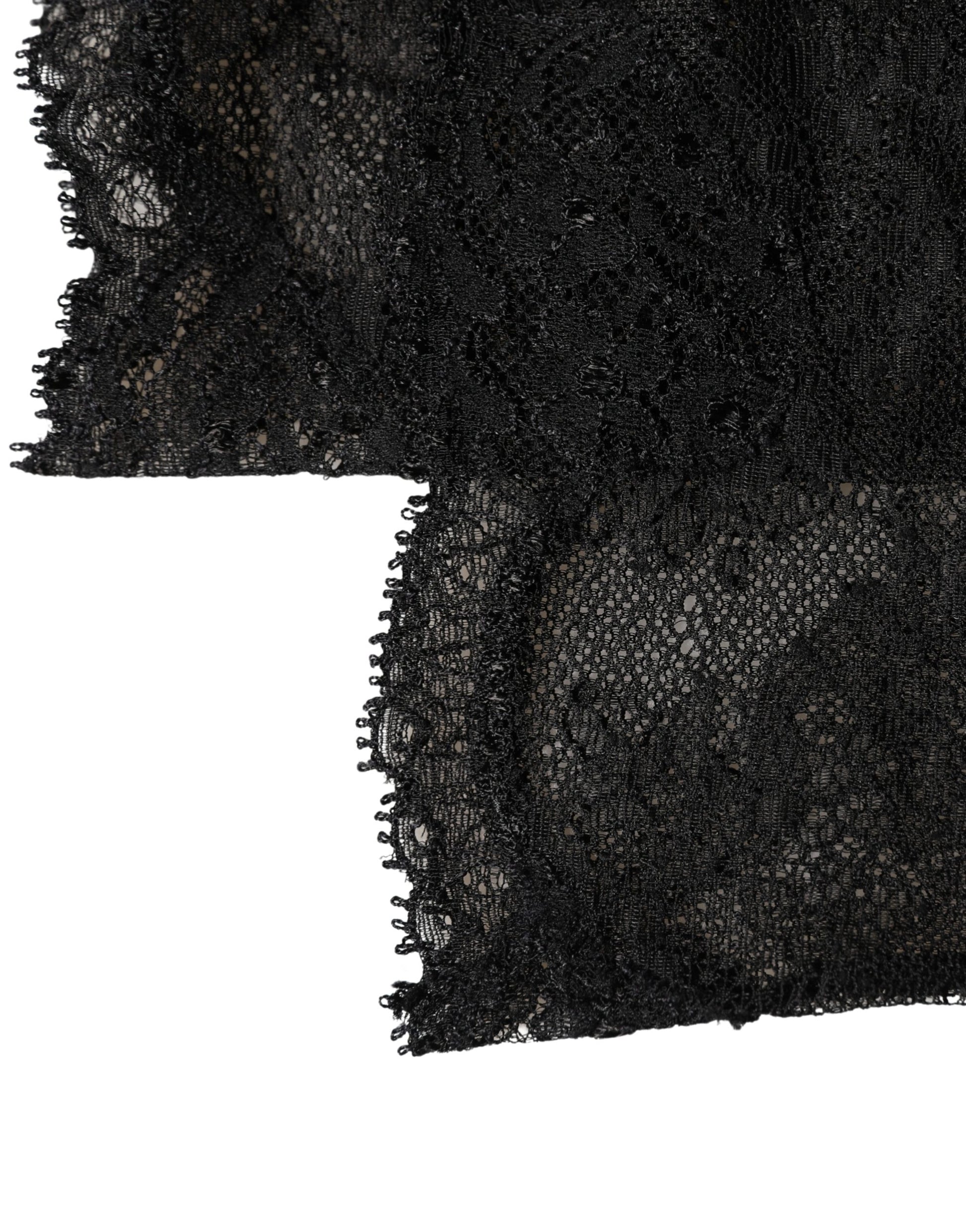 Black Floral Lace Nylon Stretch Knee High Socks