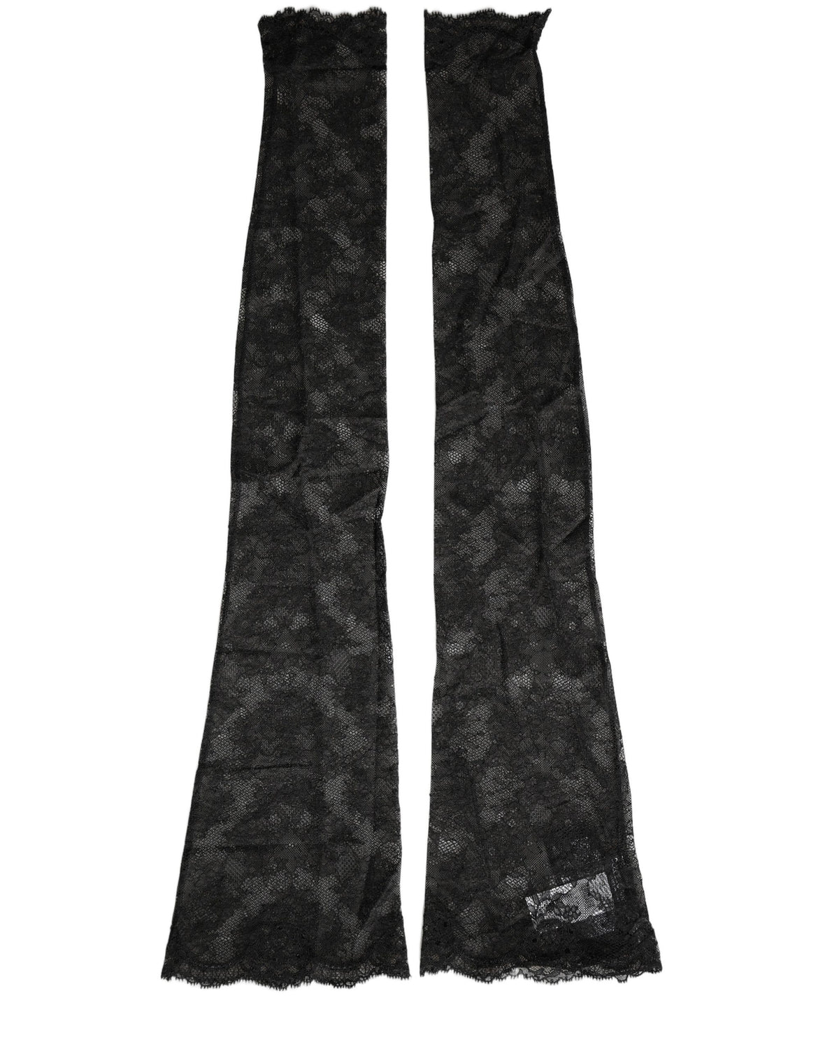 Black Floral Lace Nylon Stretch Knee High Socks