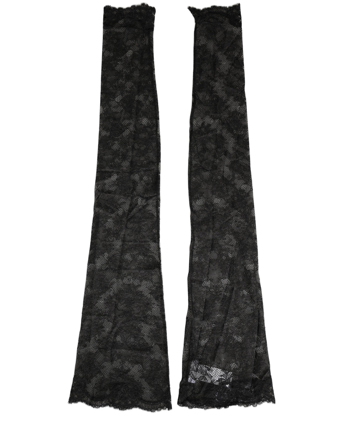 Black Floral Lace Nylon Stretch Knee High Socks