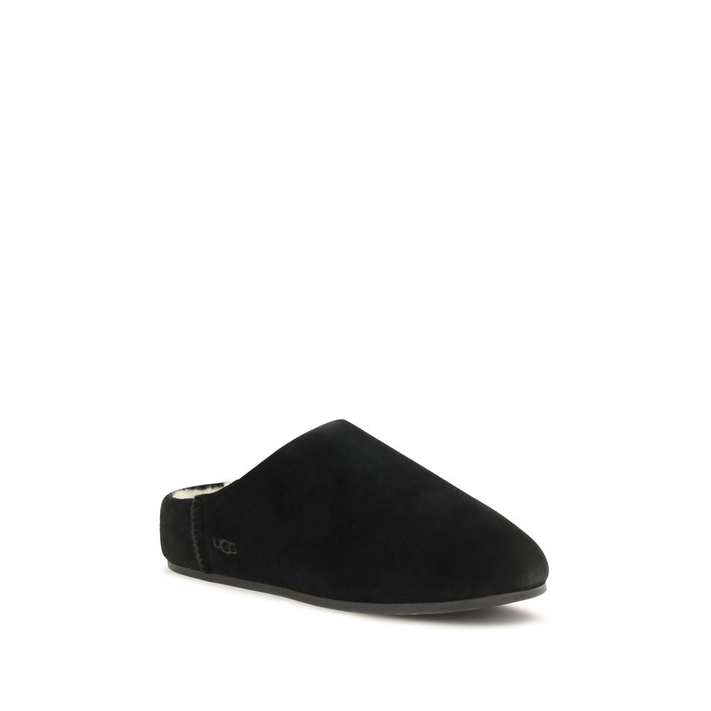 Black Leather Mules