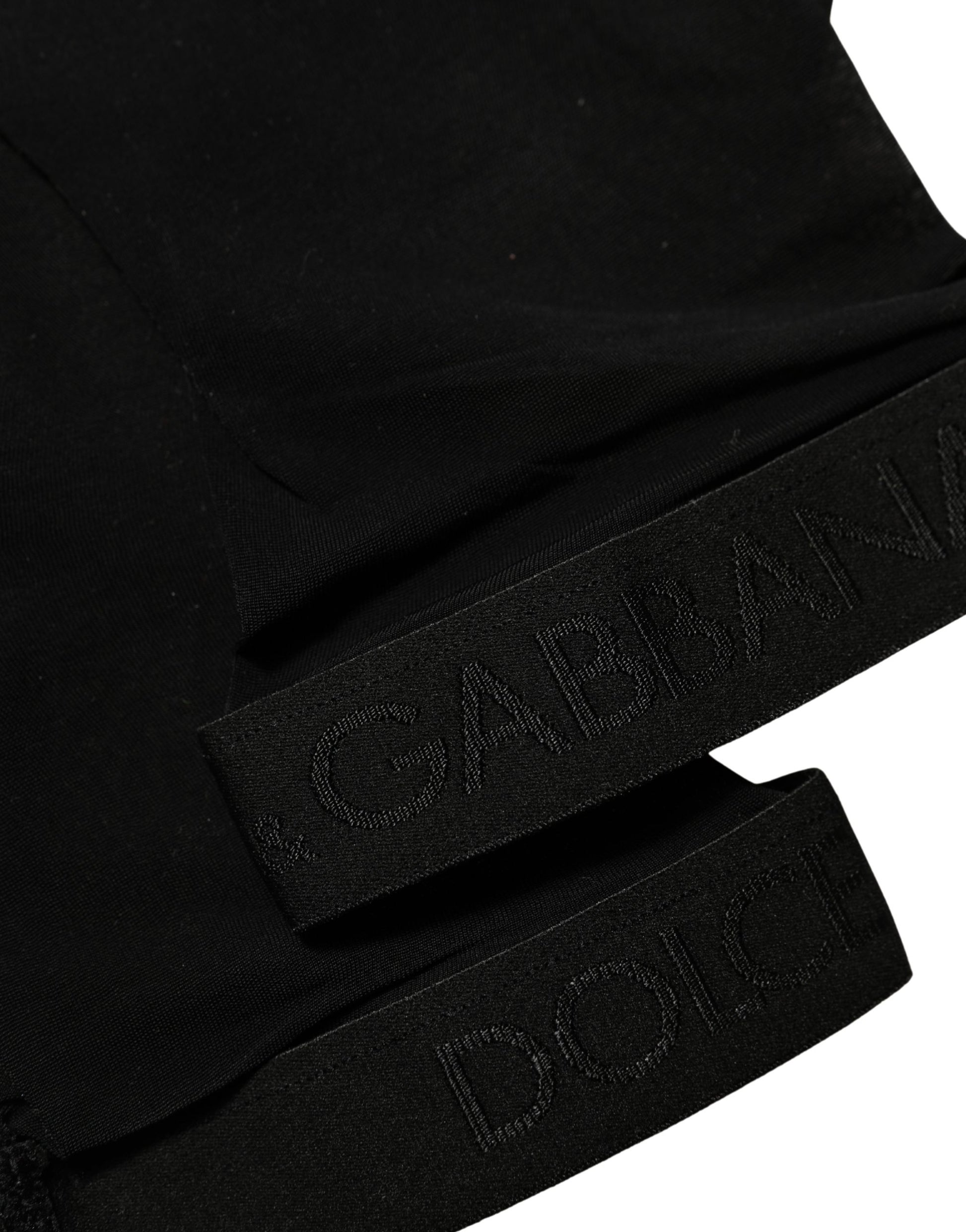 Black Nylon Logo Calf Long Women Accessory Socks